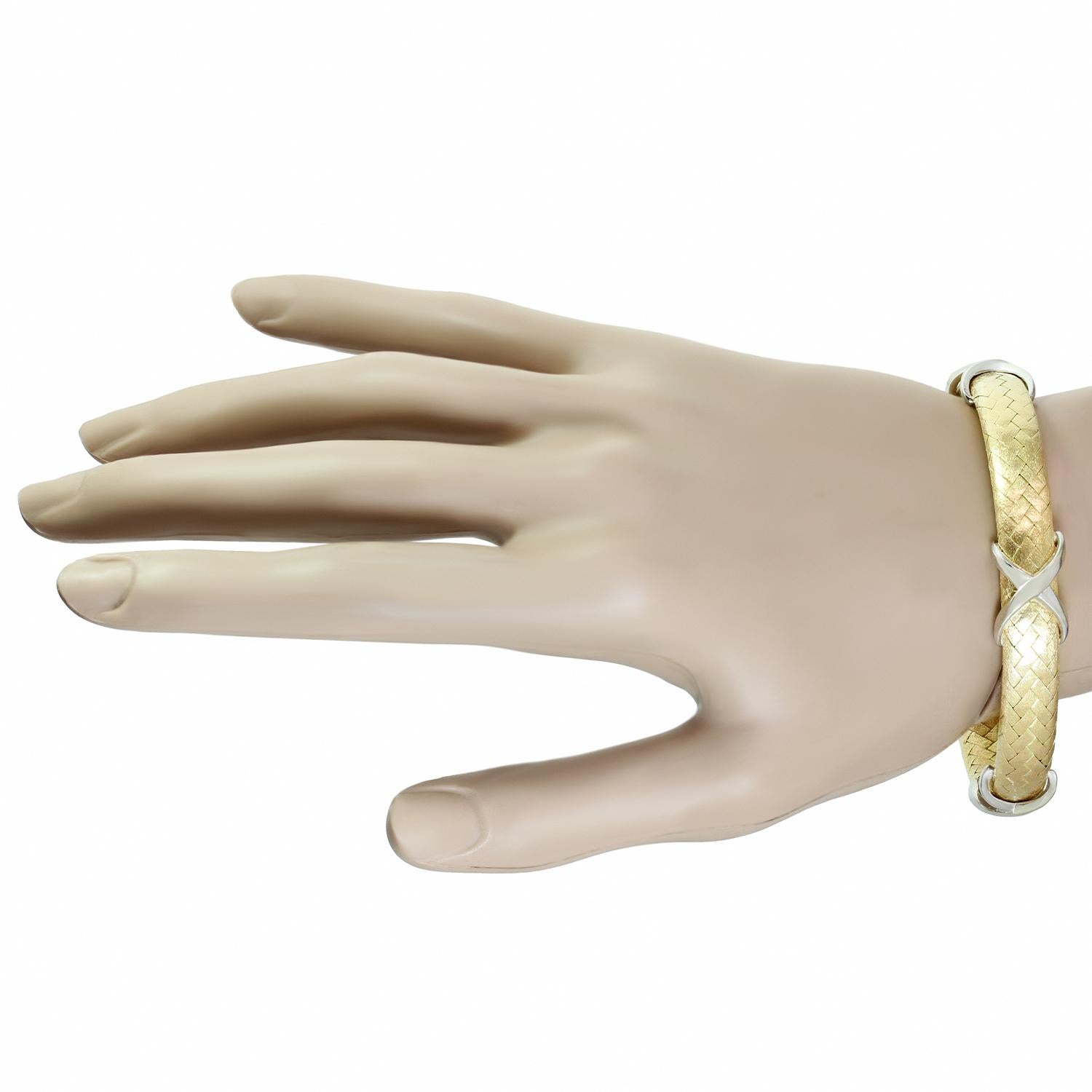 Flexibles X Gelb- und Weißgold-Armband aus 18k Gold Damen im Angebot