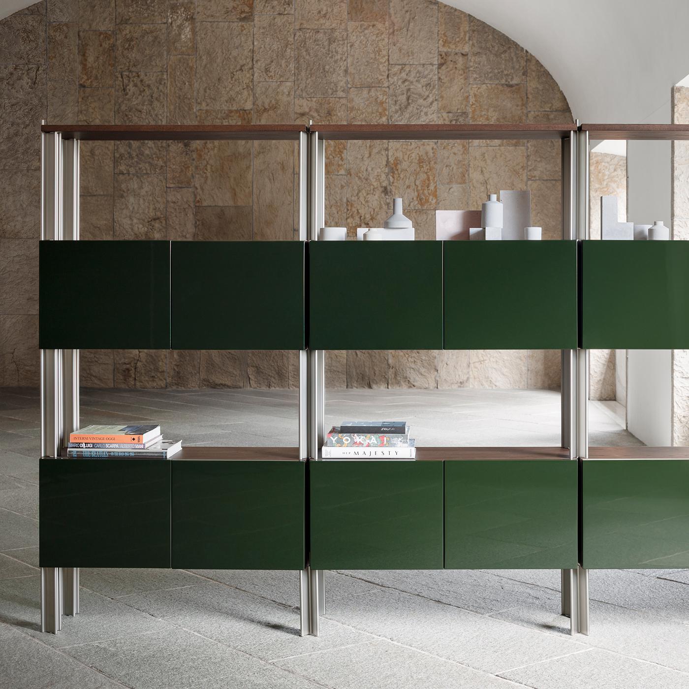 Italian Flexor Green Wood & Metal Bookshelf by Gio Ponti For Sale