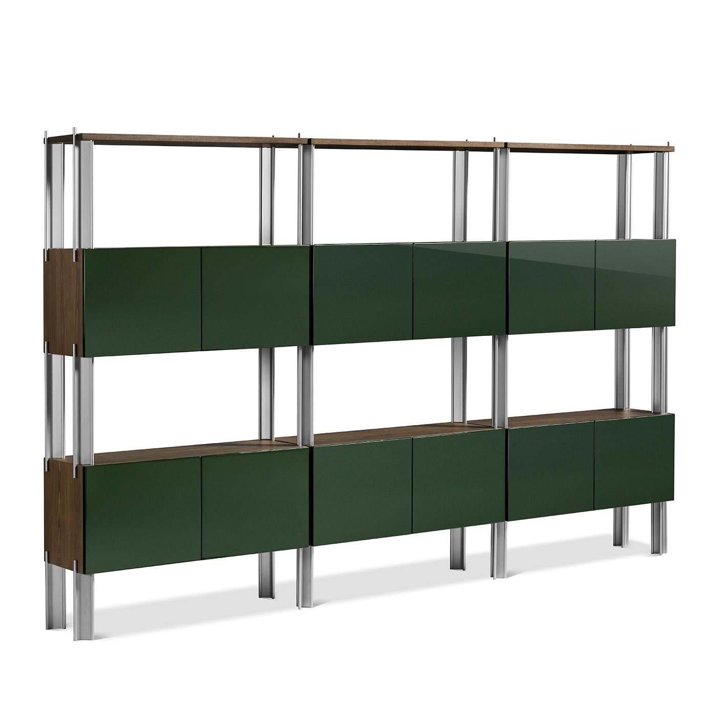 Flexor Green Wood & Metal Bookshelf by Gio Ponti In New Condition For Sale In Milan, IT