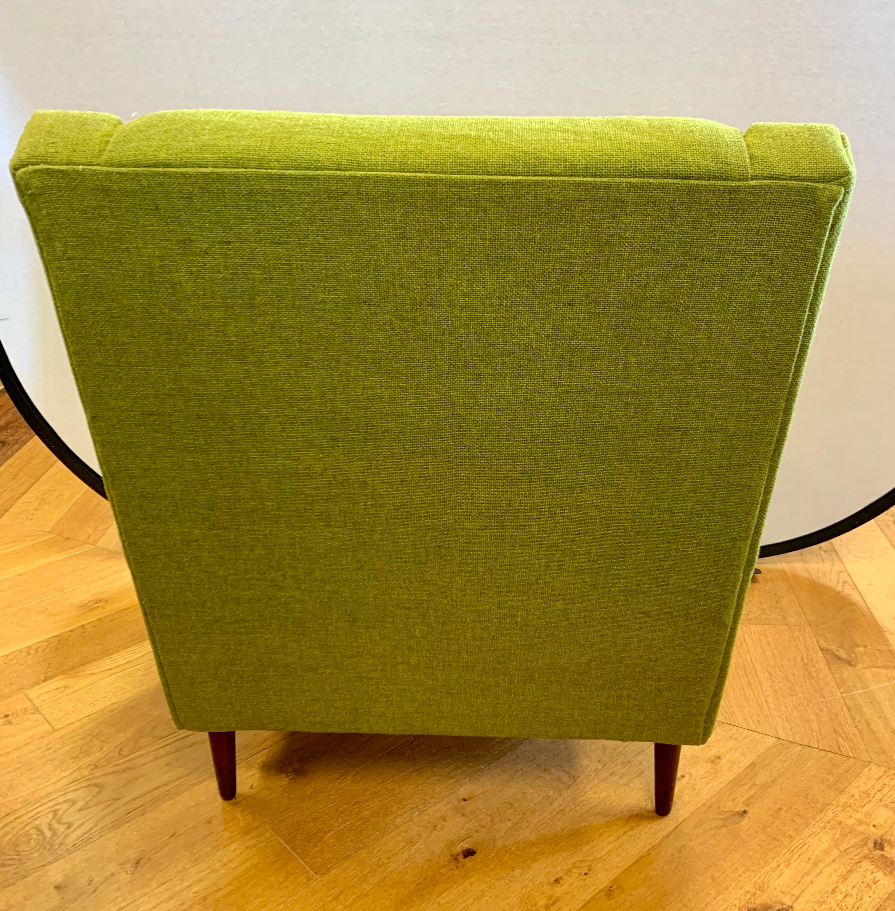 Mid-Century Modern Flexsteel Midcentury Green Upholstered Modern Lounge Chair