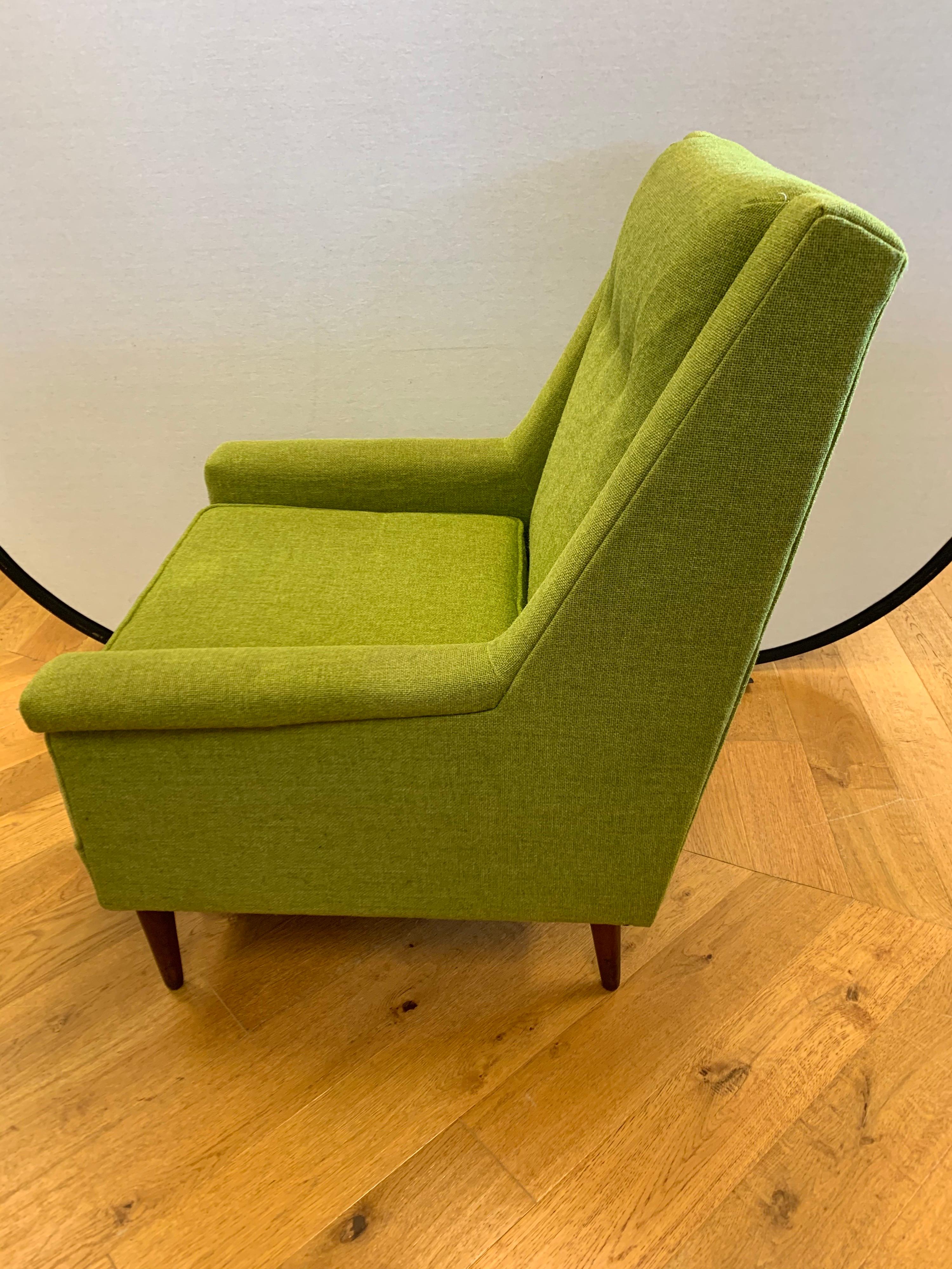 Late 20th Century Flexsteel Midcentury Green Upholstered Modern Lounge Chair