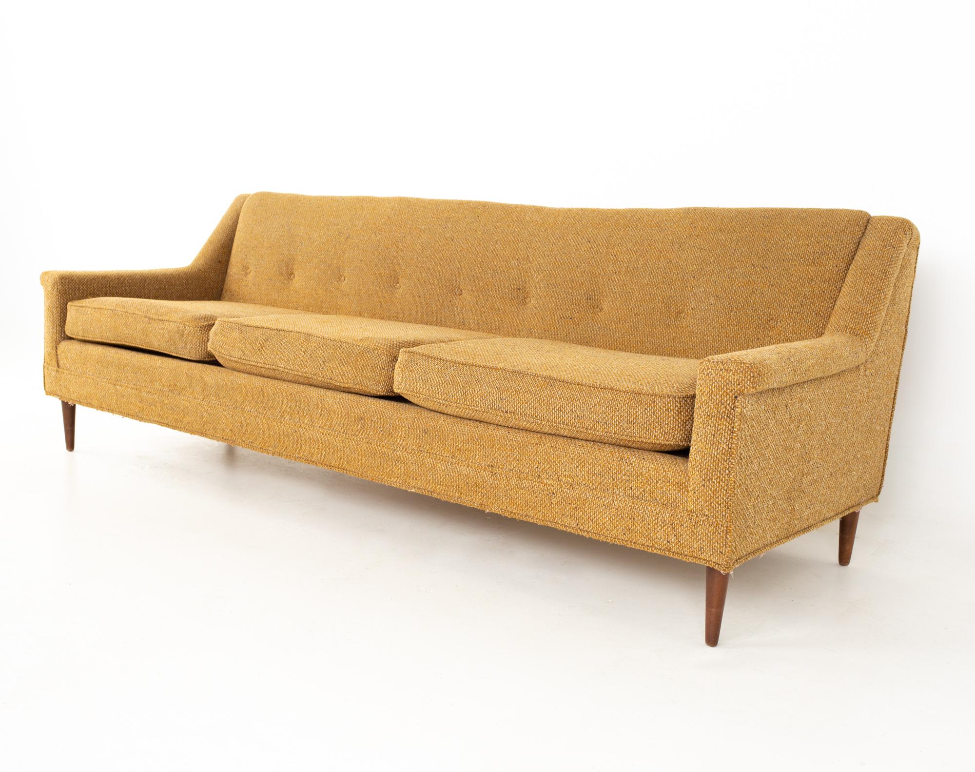 Flexsteel mid century sofa
Sofa measures: 87 wide x 31 deep x 29 high, with a seat height of 17 inches 

All pieces of furniture can be had in what we call restored vintage condition. That means the piece is restored upon purchase so it’s free of