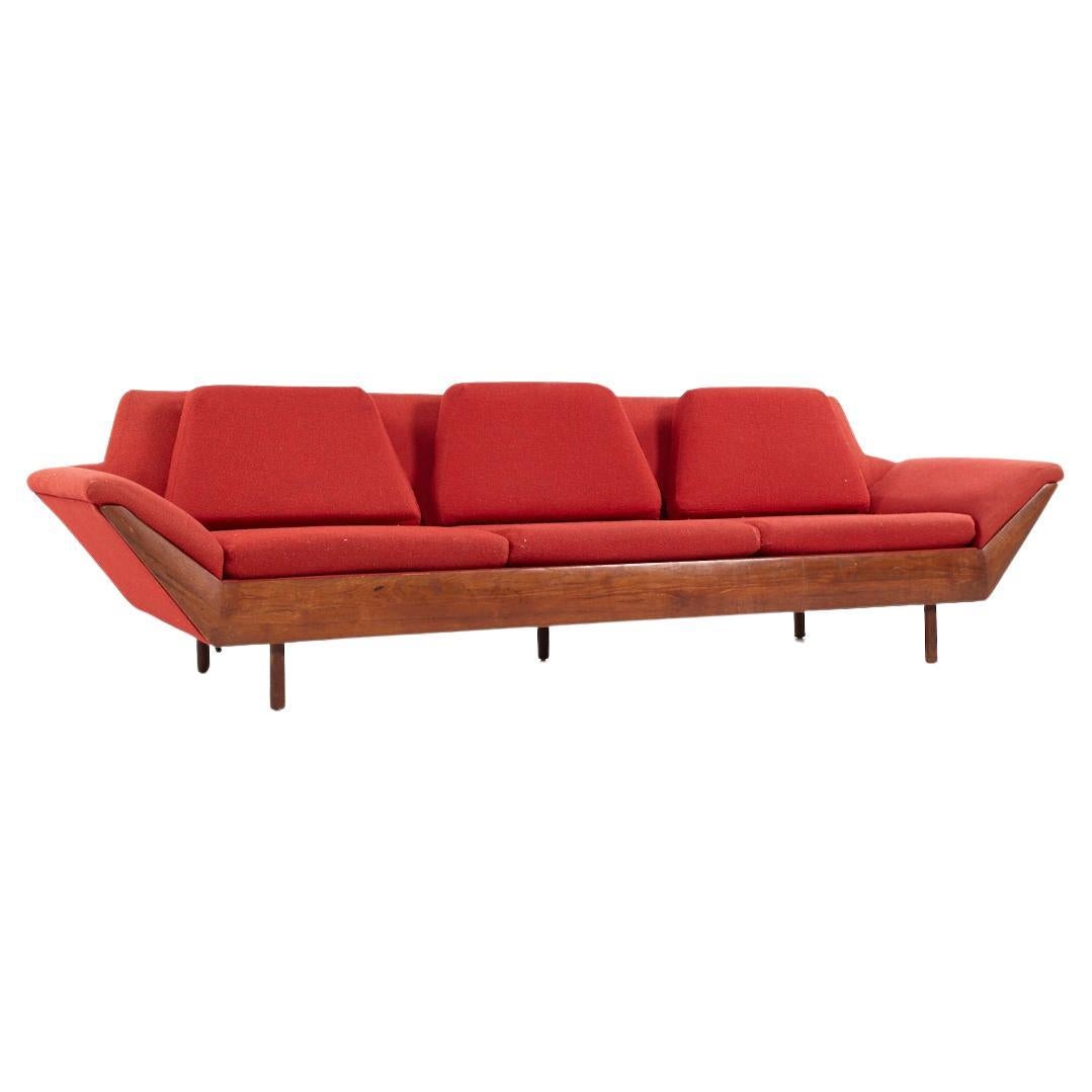 Flexsteel Mid Century Thunderbird Walnut Sofa For Sale