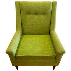 Retro Flexsteel Midcentury Green Upholstered Modern Lounge Chair