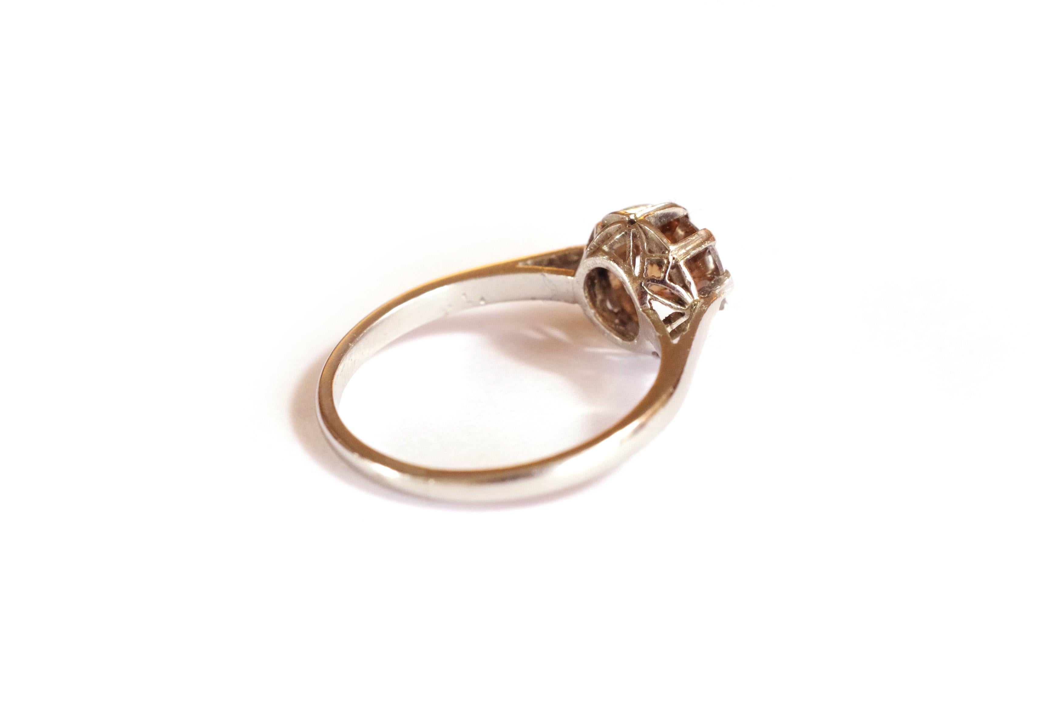 Brilliant Cut Certified 0.79 ct fancy deep brown slightly orange diamond, platinum ring For Sale