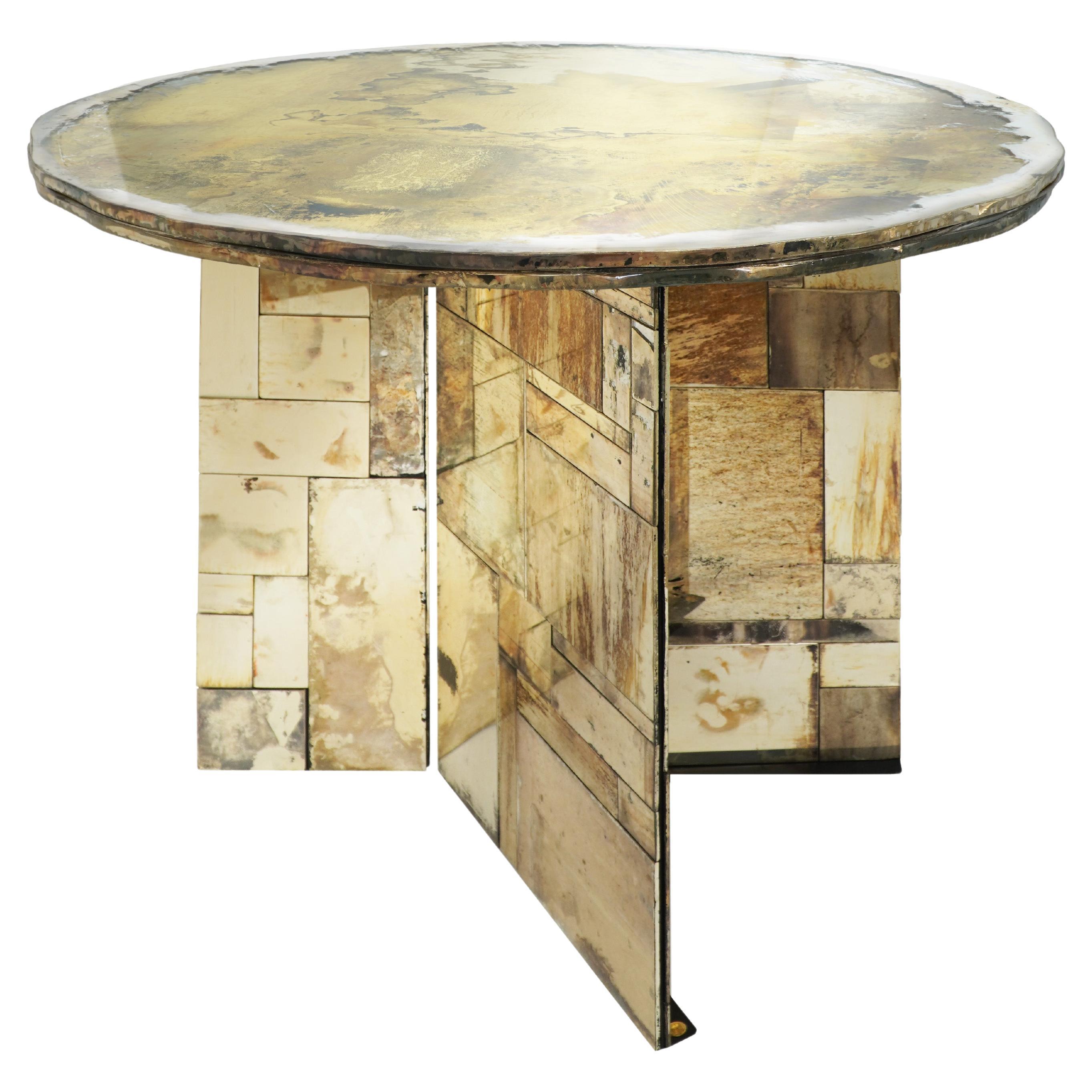"Flight-Aladdin" Contemporary Dining Console Table, Art Silvered Glass