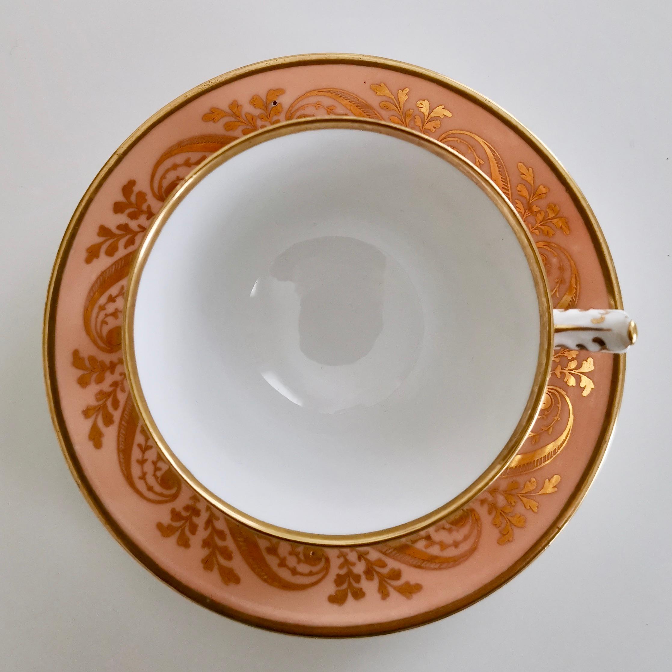 Flight and Barr Porcelain Teacup, Peach with Gilt, Georgian 1795-1804 In Good Condition In London, GB