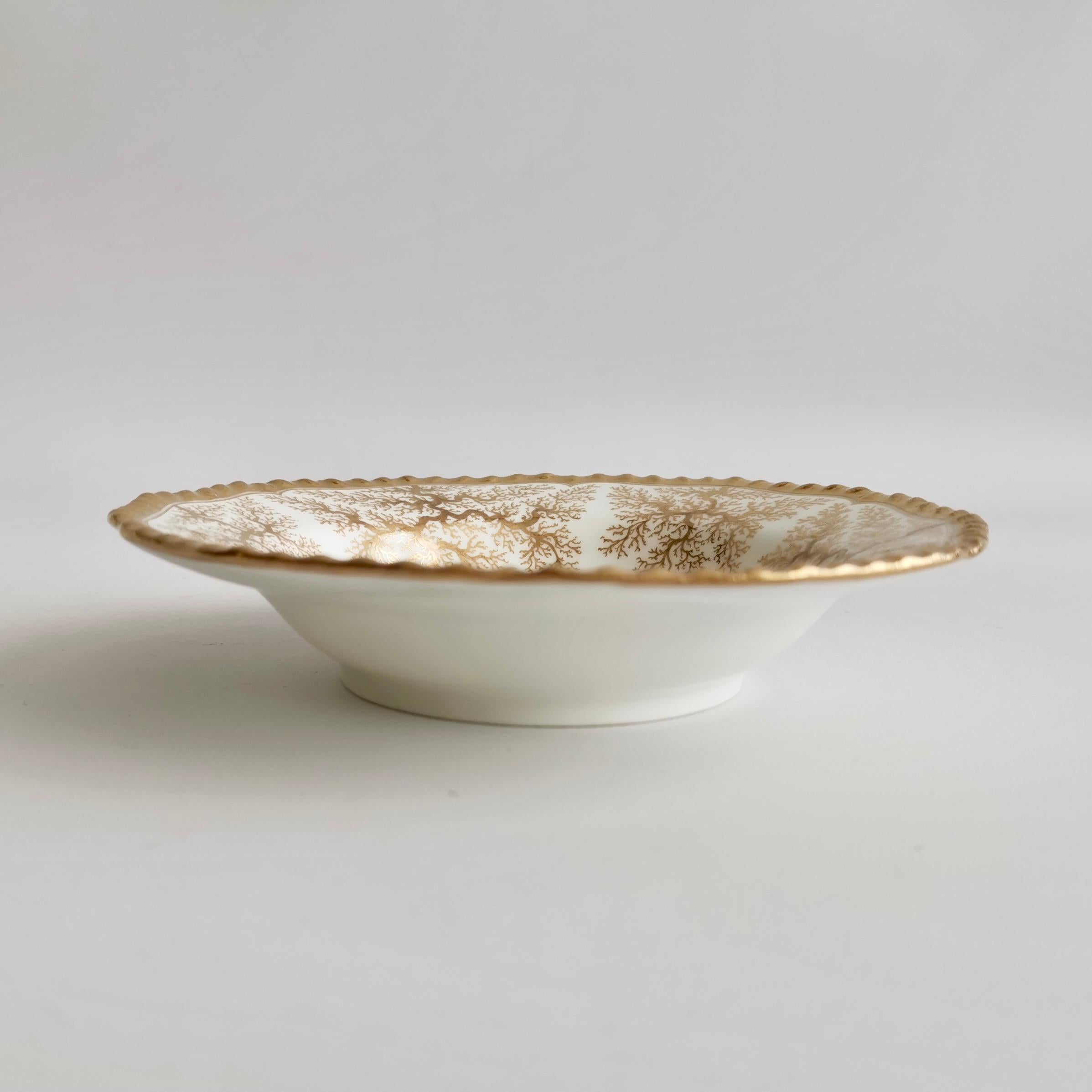 Early 19th Century Flight Barr and Barr Small Porcelain Bowl, Gilt Seaweed, Regency 1816-1820