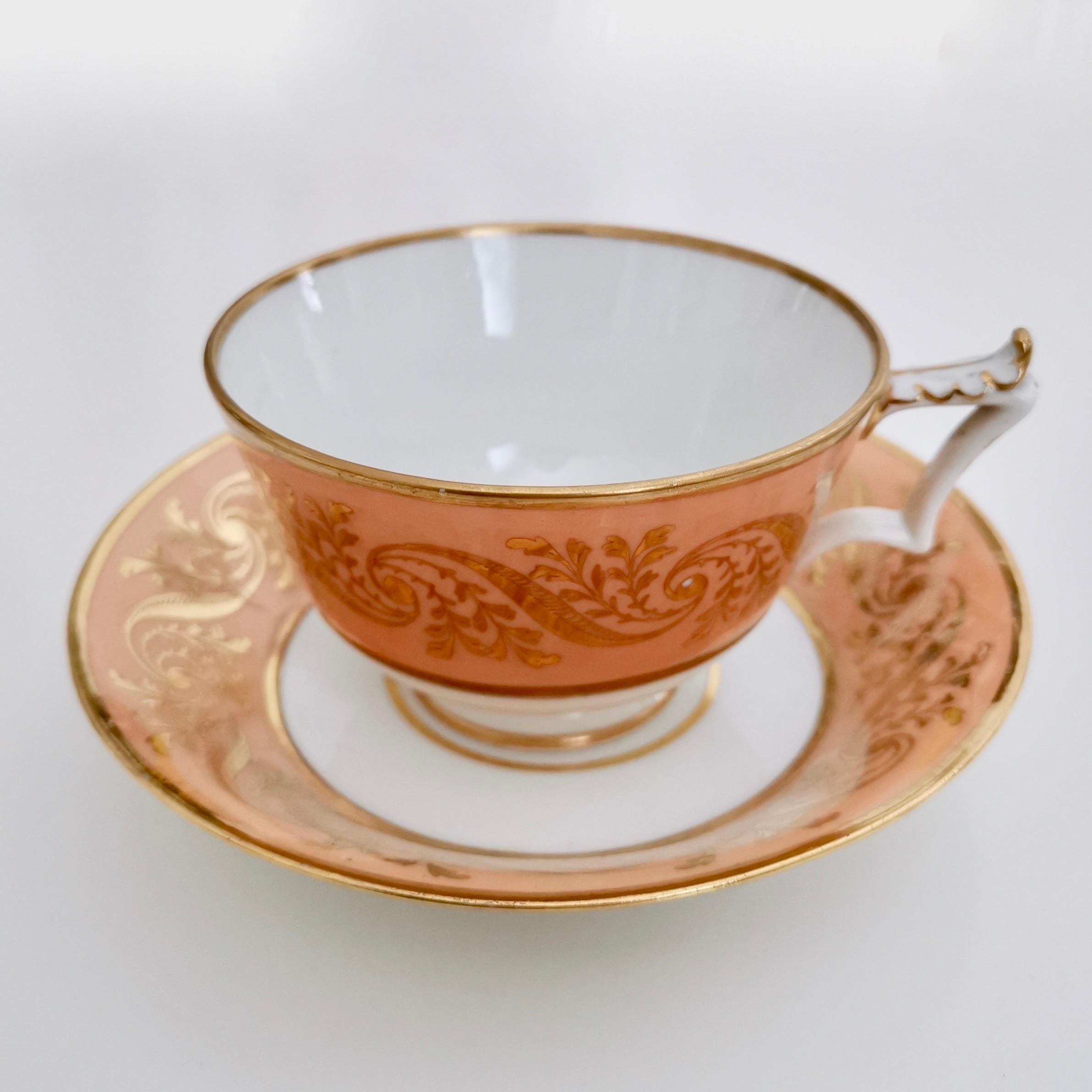 This is a beautiful teacup and saucer made by Flight, Barr & Barr between 1813 and 1840, but most probably, circa 1815. 

Flight, Barr & Barr was the continuation of the famous Worcester Porcelain Company. In fact the factory went through various