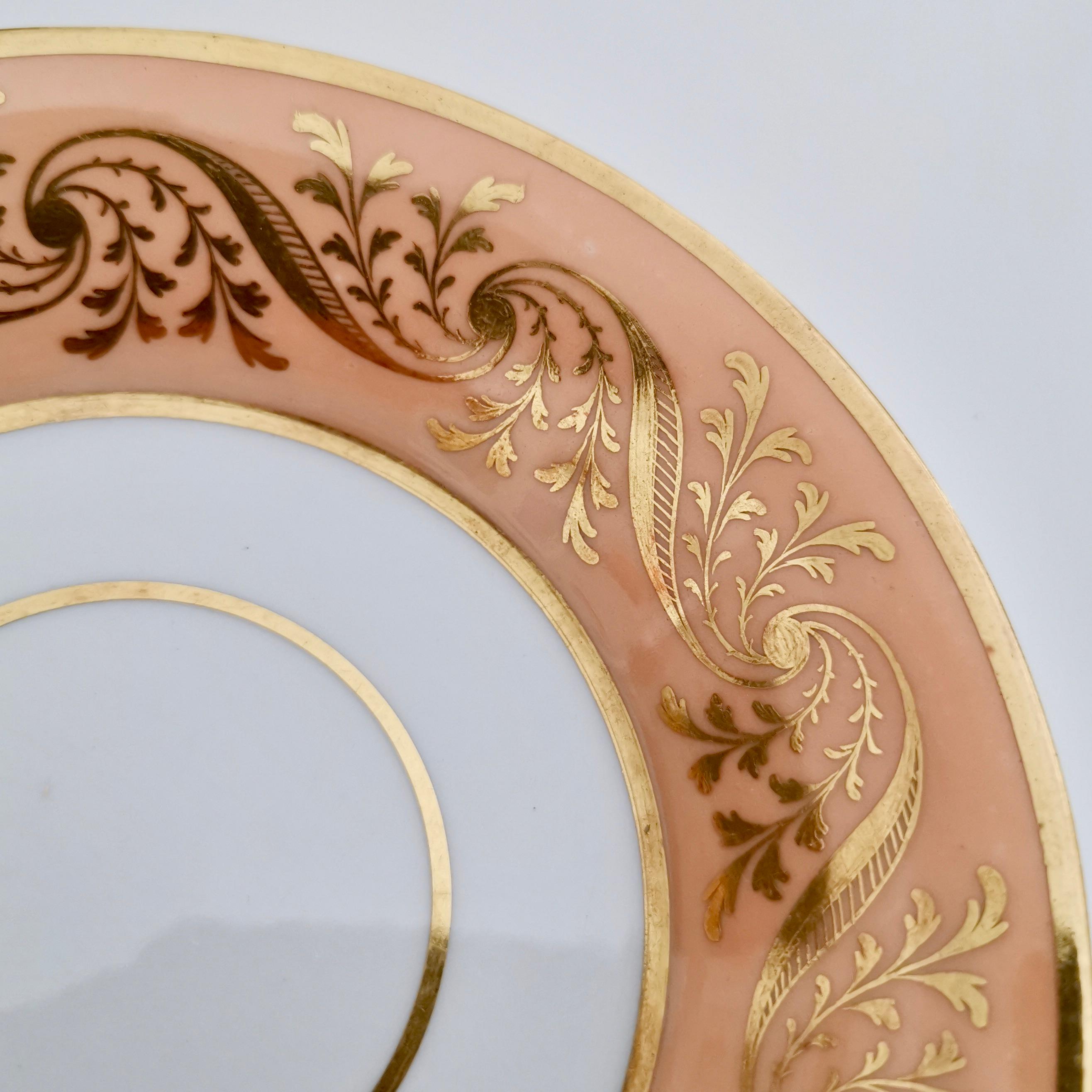 Flight Barr and Barr Teacup, Peach Orange with Gilt Pattern, Regency, circa 1815 1