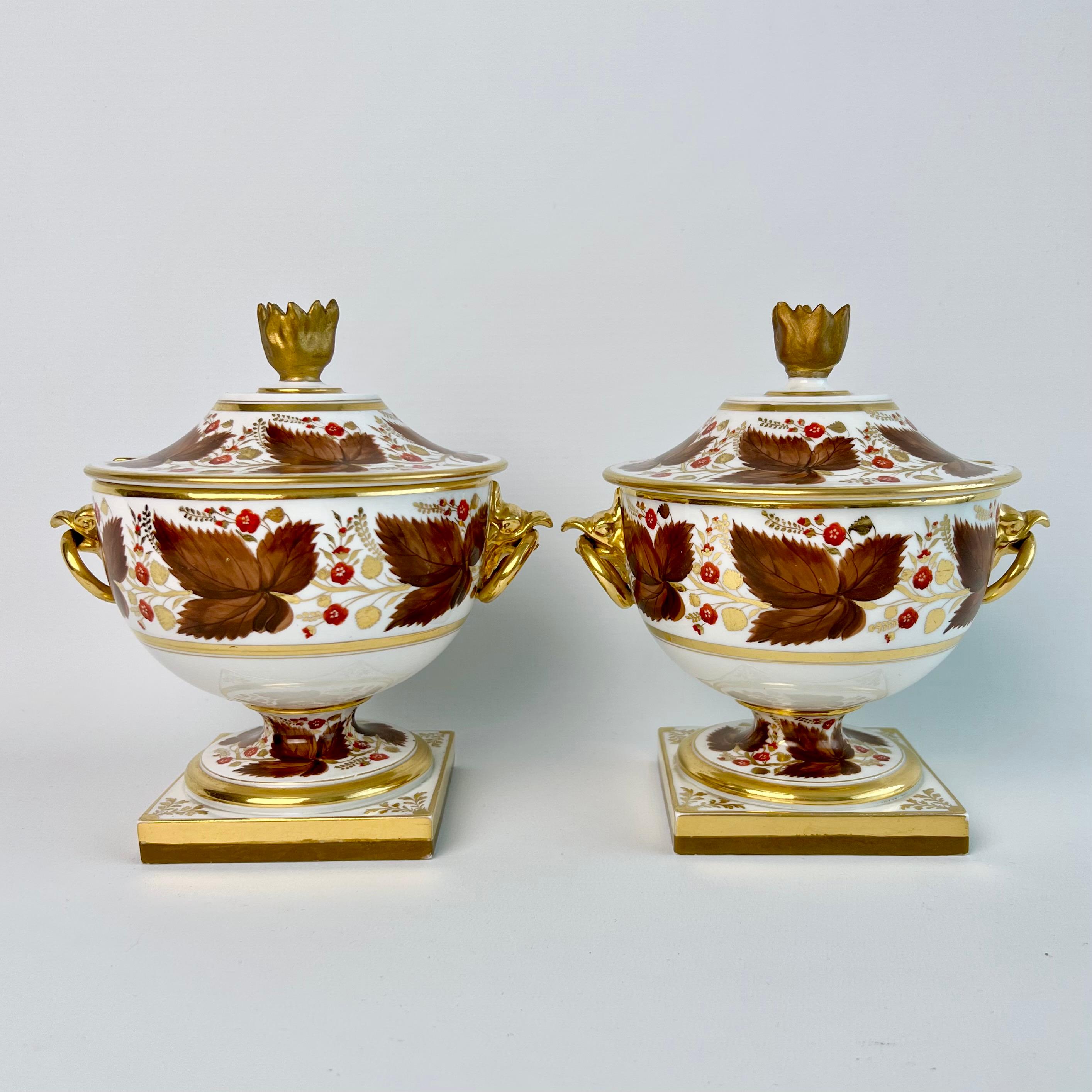 English Flight Barr & Barr Dessert Service, Brown Vines and Berries, 1815-1820 For Sale