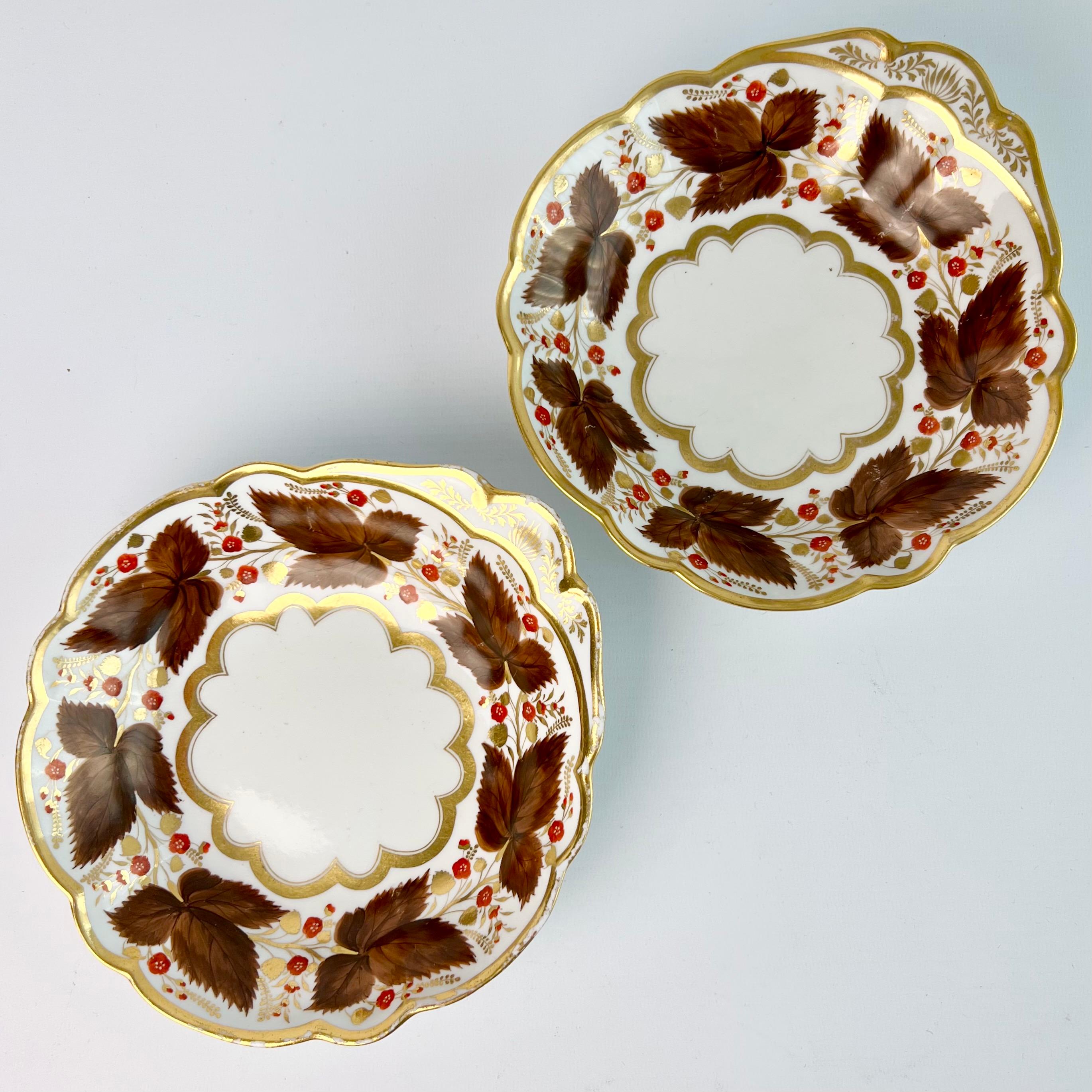 Early 19th Century Flight Barr & Barr Dessert Service, Brown Vines and Berries, 1815-1820 For Sale