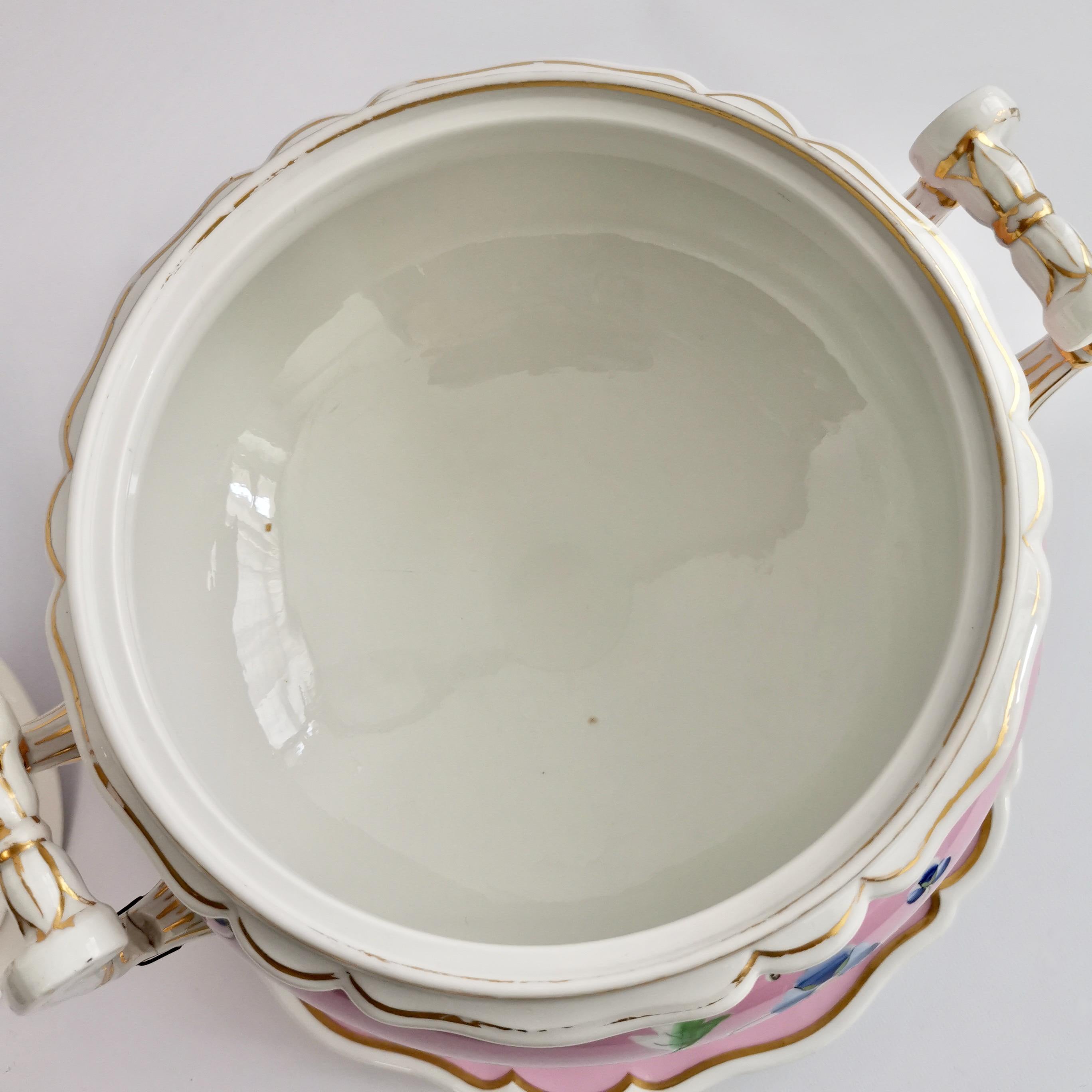 Flight Barr & Barr Large Porcelain Soup Tureen, Pink, Regency ca 1820 5