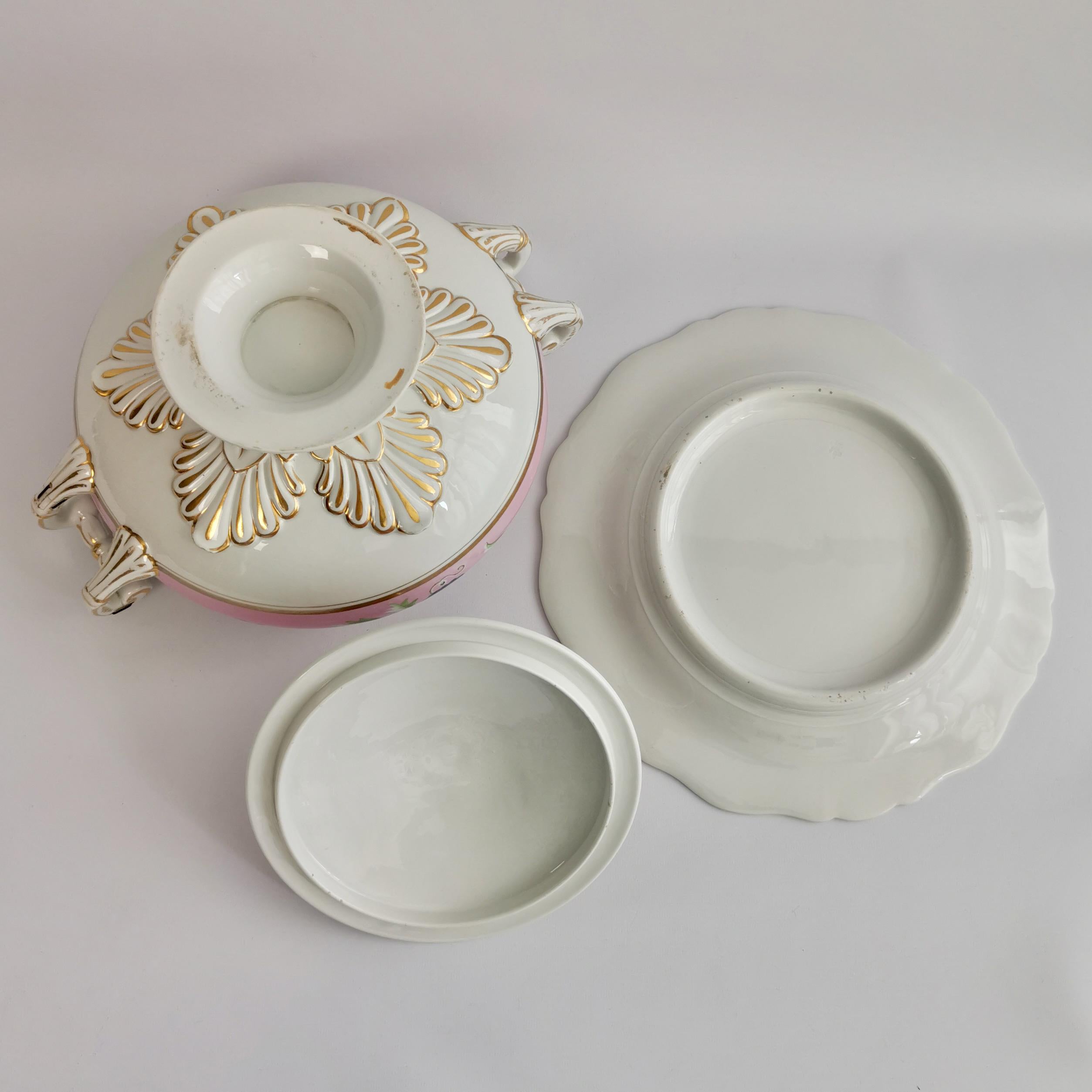 Flight Barr & Barr Large Porcelain Soup Tureen, Pink, Regency ca 1820 6