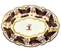 Flight Barr & Barr Oval Platter or Tray w Brown Vines & Berries, 1815-1820
