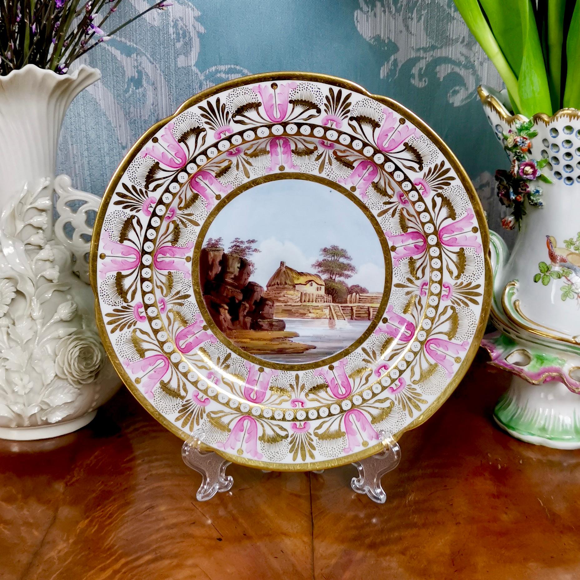 This is a spectacular small plate made by Flight Barr & Barr sometime between 1813 and 1825.

Flight Barr & Barr was the continuation of the famous Worcester Porcelain Company. The factory went through various partnerships before being turned into