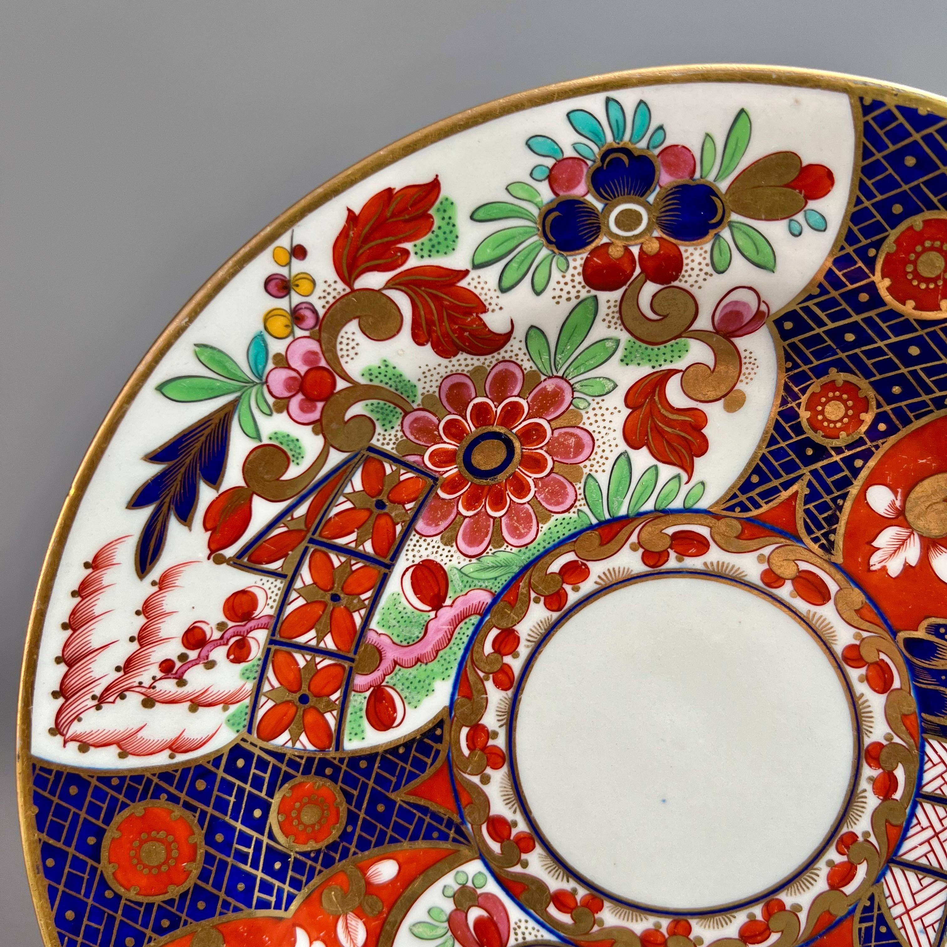 English Flight Barr & Barr Porcelain Dessert Plate, Rich Imari, Regency, circa 1815 For Sale