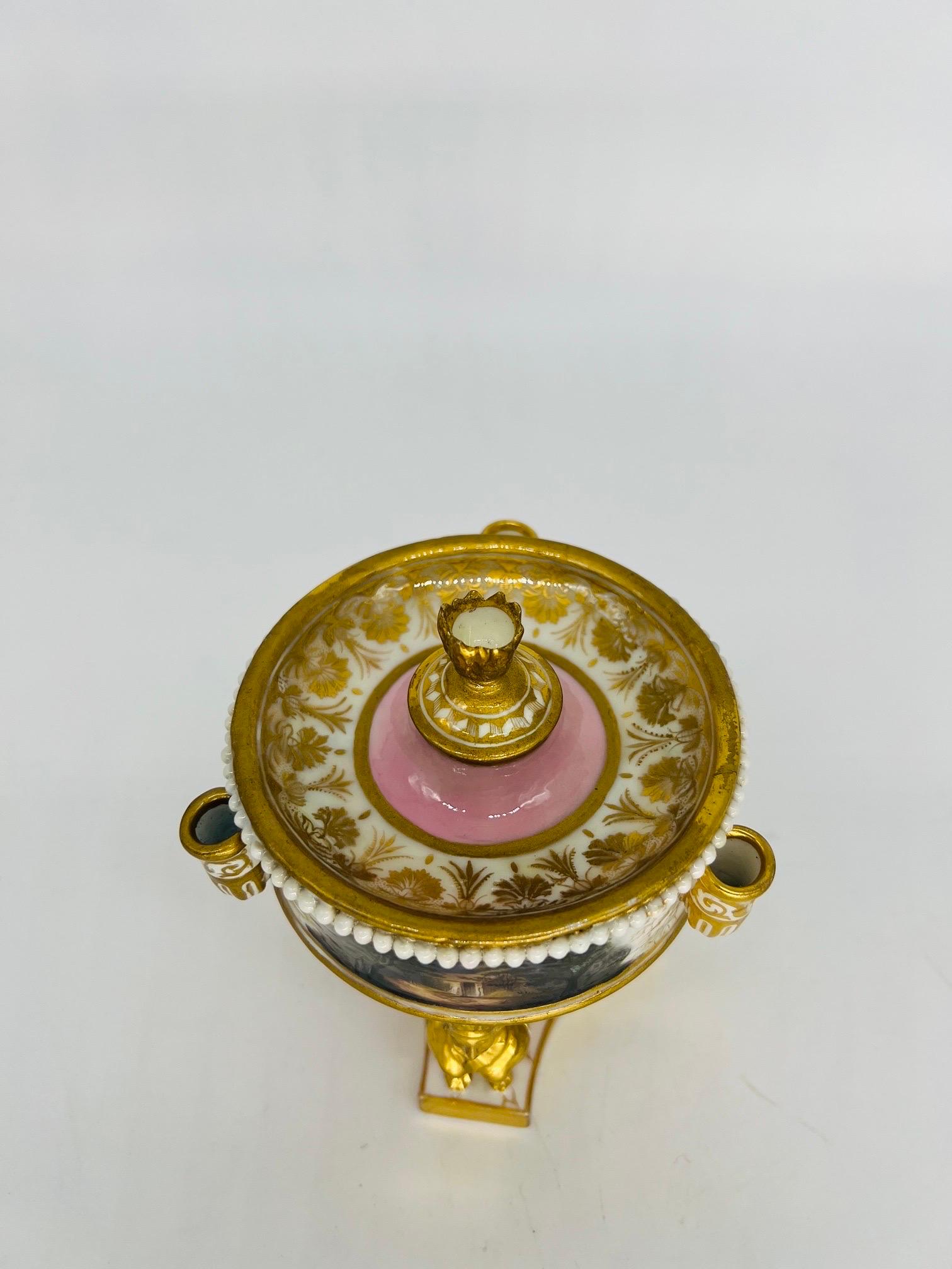 Flight Barr & Barr Porcelain Inkwell, Homage to Robert Burns, circa 1810 In Good Condition For Sale In Atlanta, GA