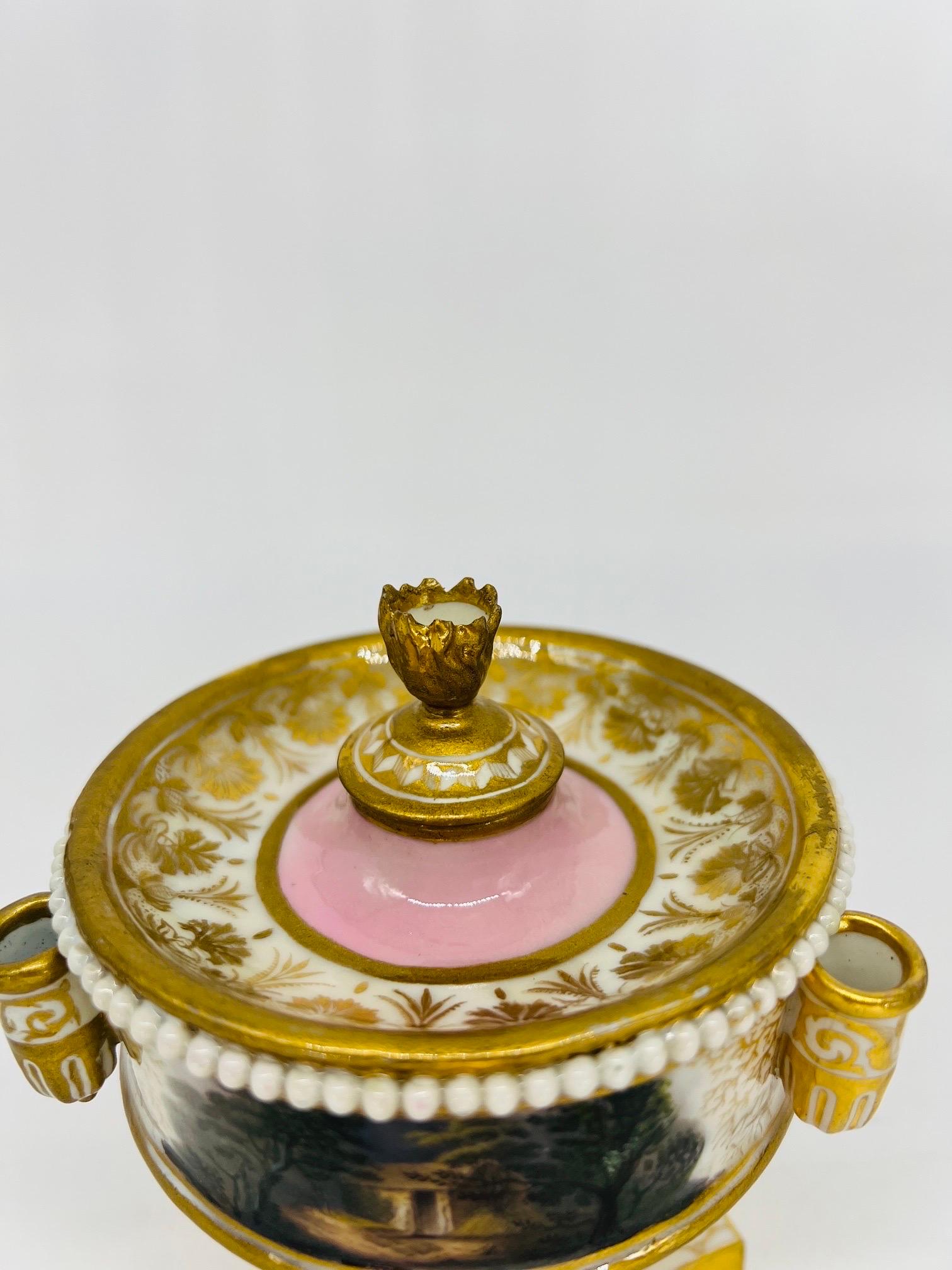Early 19th Century Flight Barr & Barr Porcelain Inkwell, Homage to Robert Burns, circa 1810 For Sale