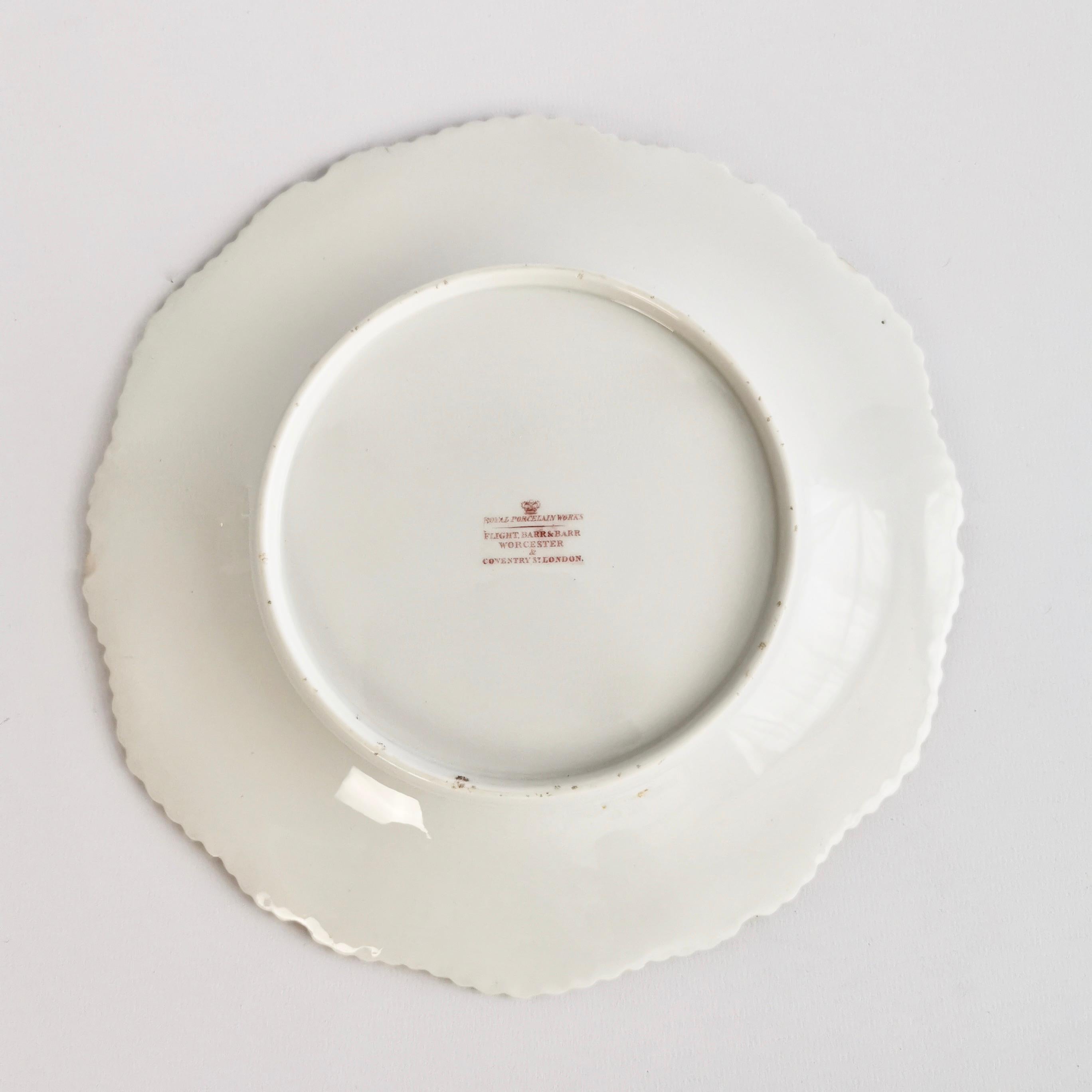Flight Barr & Barr Porcelain Plate, Peach, Gilt Strawberries, Regency ca 1825 1