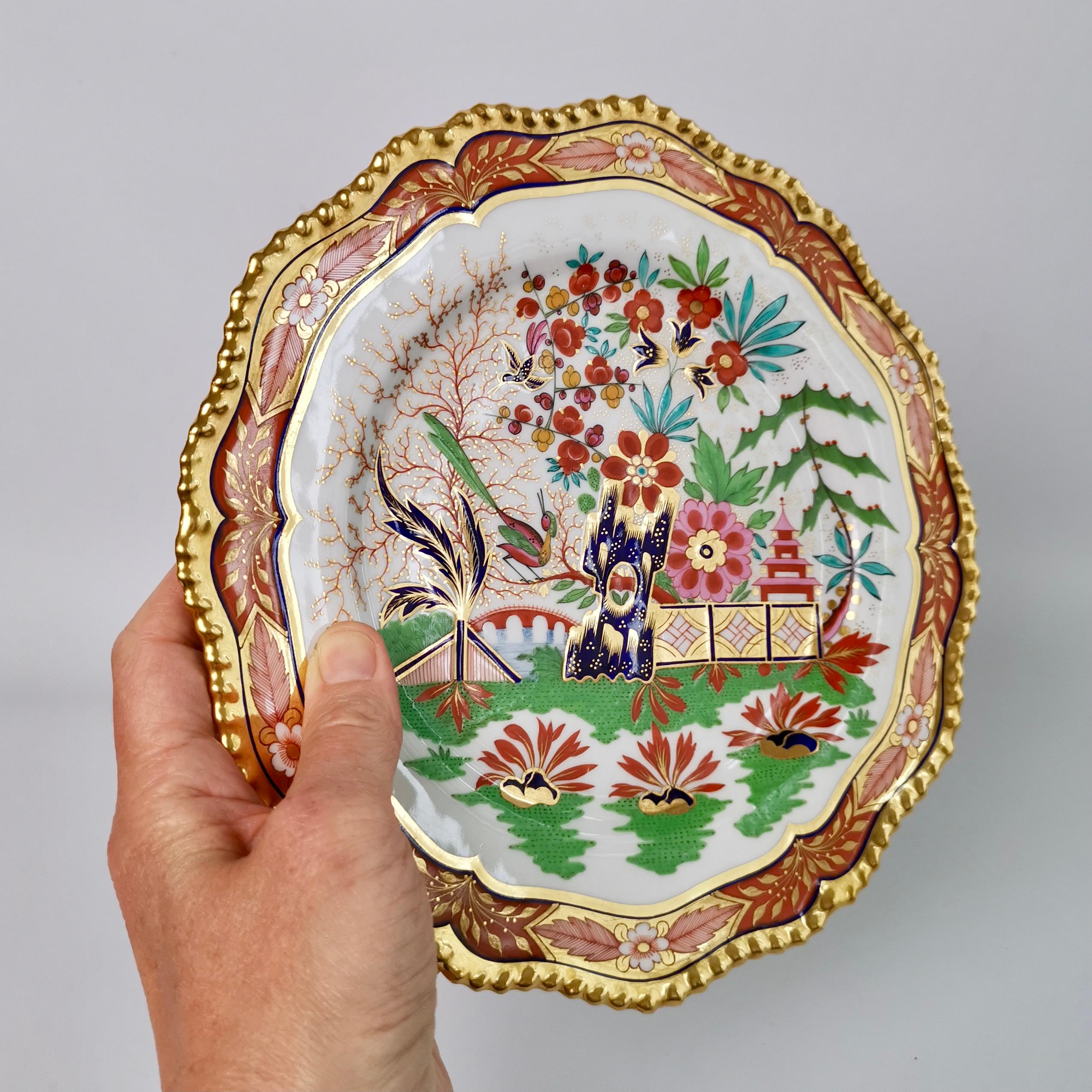 English Flight Barr & Barr Porcelain Plate, Rich Imari Pattern, Regency ca 1825