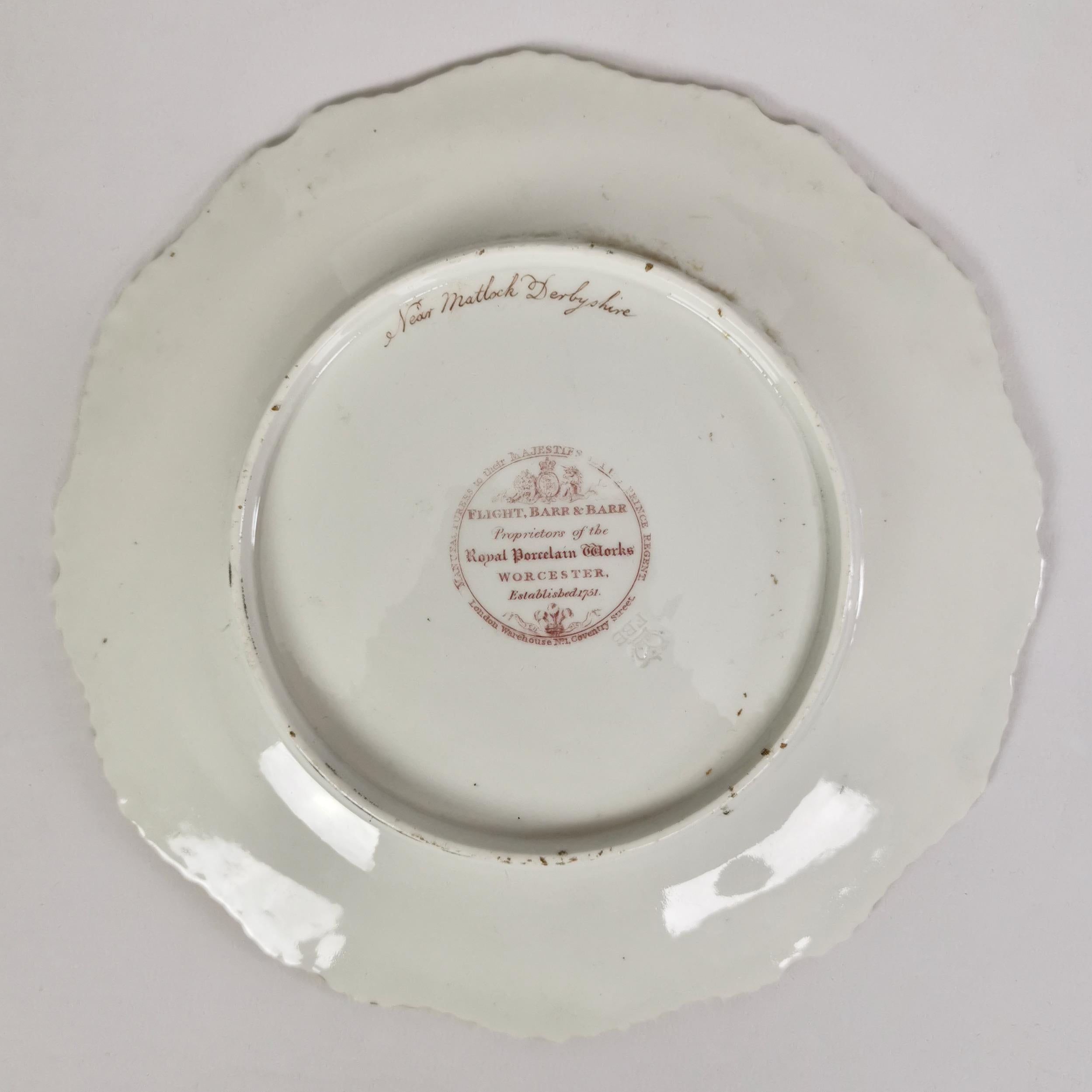 Flight Barr & Barr Set of Dessert Dishes, Maroon with Landscapes, 1813-1840 2