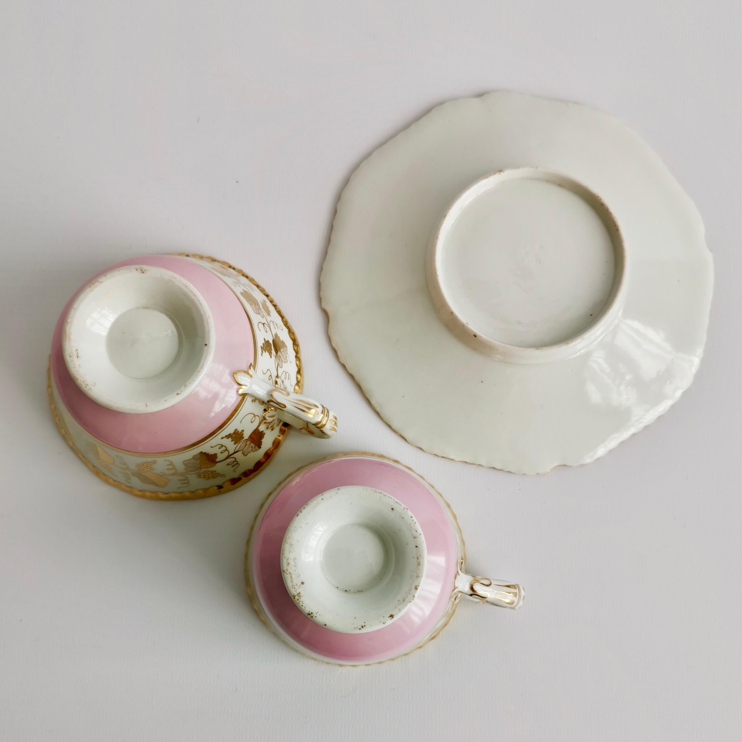 Flight Barr & Barr Teacup Trio, Pink with Gilt Vines, 1815-1820 4