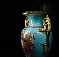 Flight Barr & Barr Vase with Flower Panel, Gilding, Duck-Egg Blue Ground