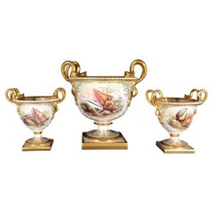 Flight, Barr & Barr Worcester Porcelain Sea Shell Garniture of Urns, 1813-17
