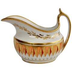 Antique Flight & Barr Porcelain Milk Jug, Orange and Gilt, Georgian, 1792-1804