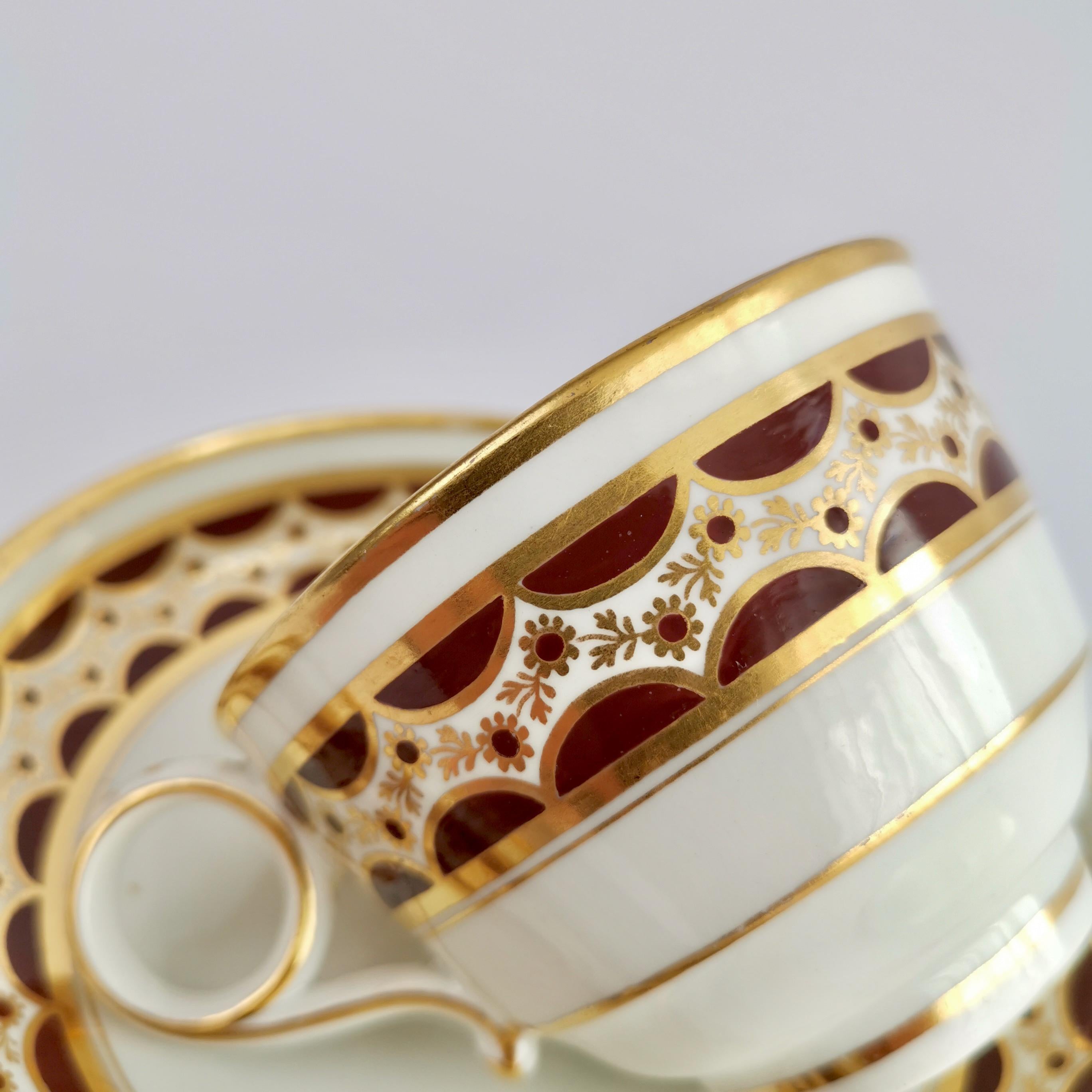 Trio de tasses à thé en porcelaine Flight & Barr, motif brun et doré, géorgien, 1792-1804 en vente 3