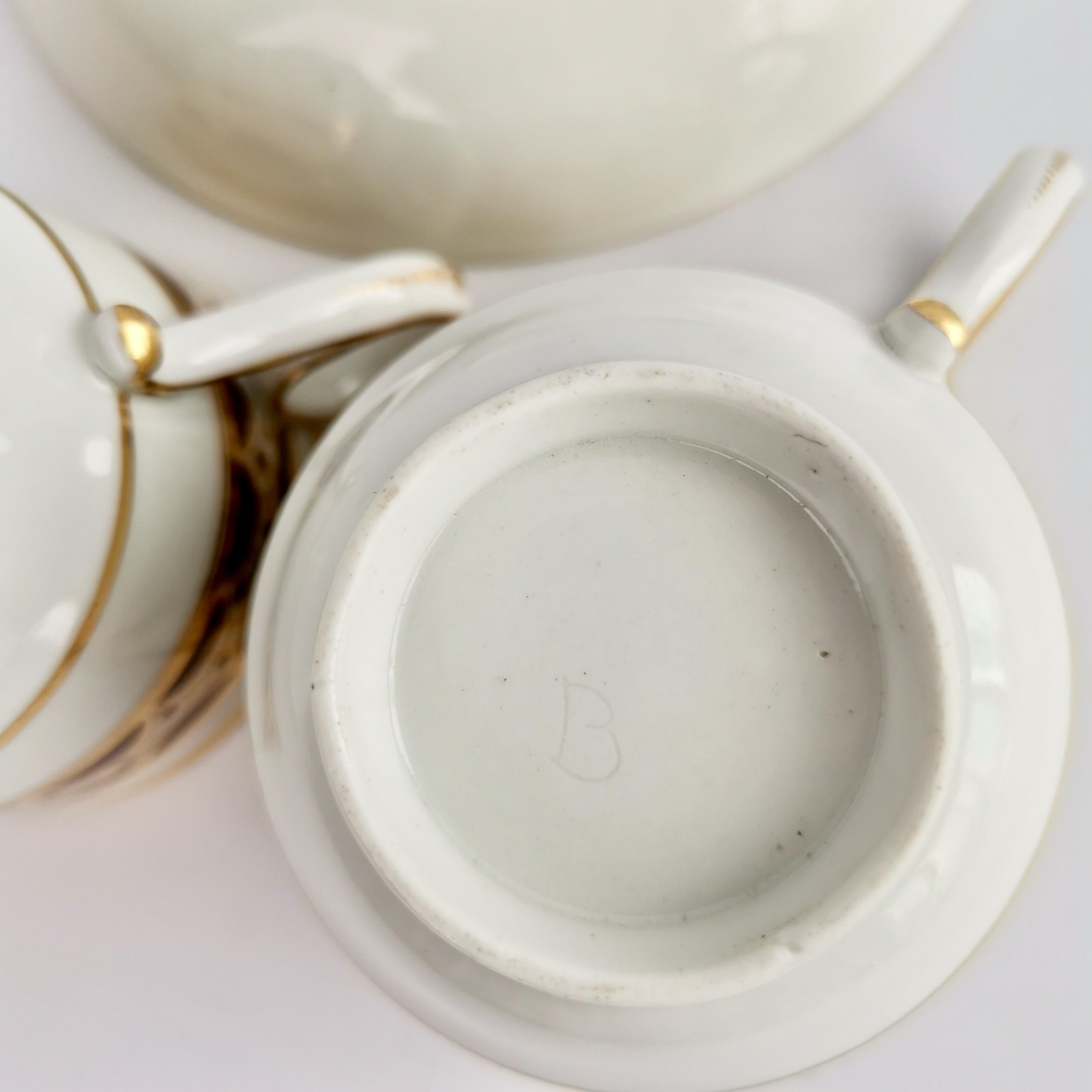 Trio de tasses à thé en porcelaine Flight & Barr, motif brun et doré, géorgien, 1792-1804 en vente 7