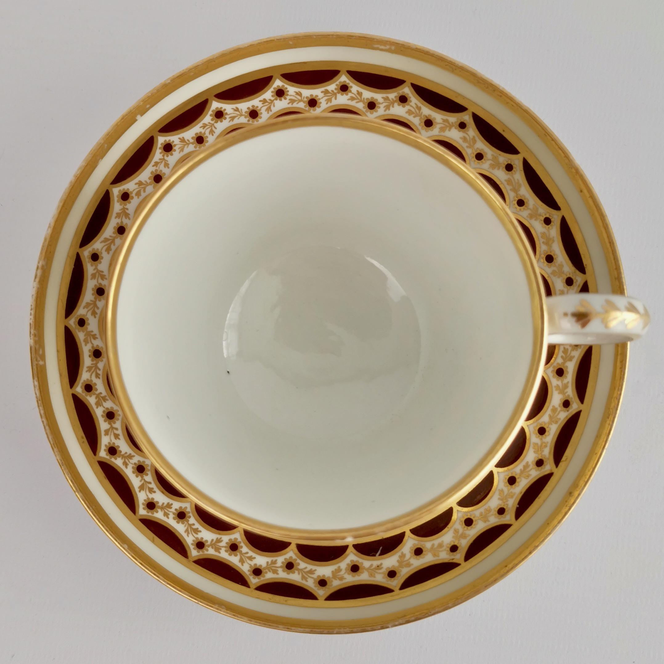 Porcelaine Trio de tasses à thé en porcelaine Flight & Barr, motif brun et doré, géorgien, 1792-1804 en vente