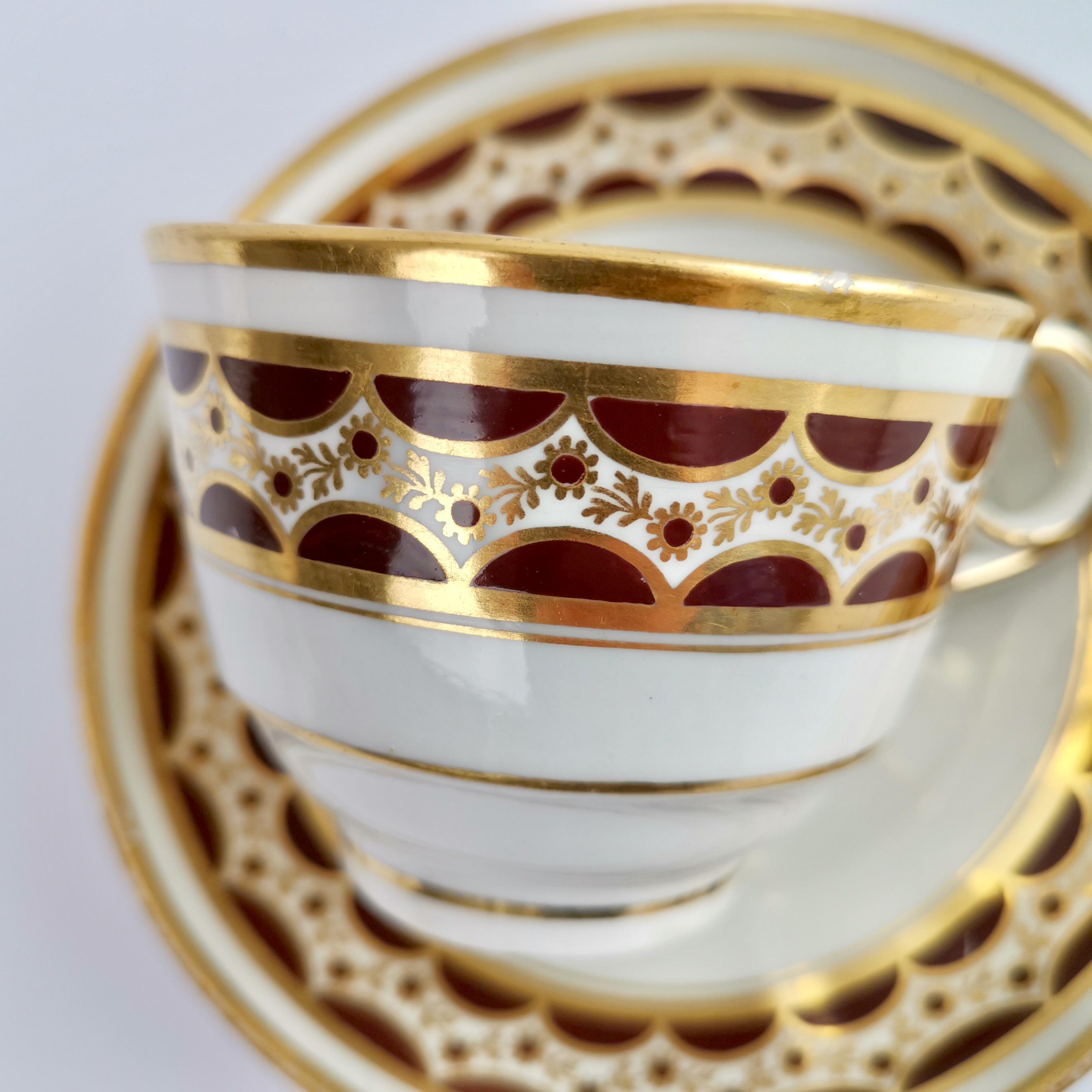 Trio de tasses à thé en porcelaine Flight & Barr, motif brun et doré, géorgien, 1792-1804 en vente 2