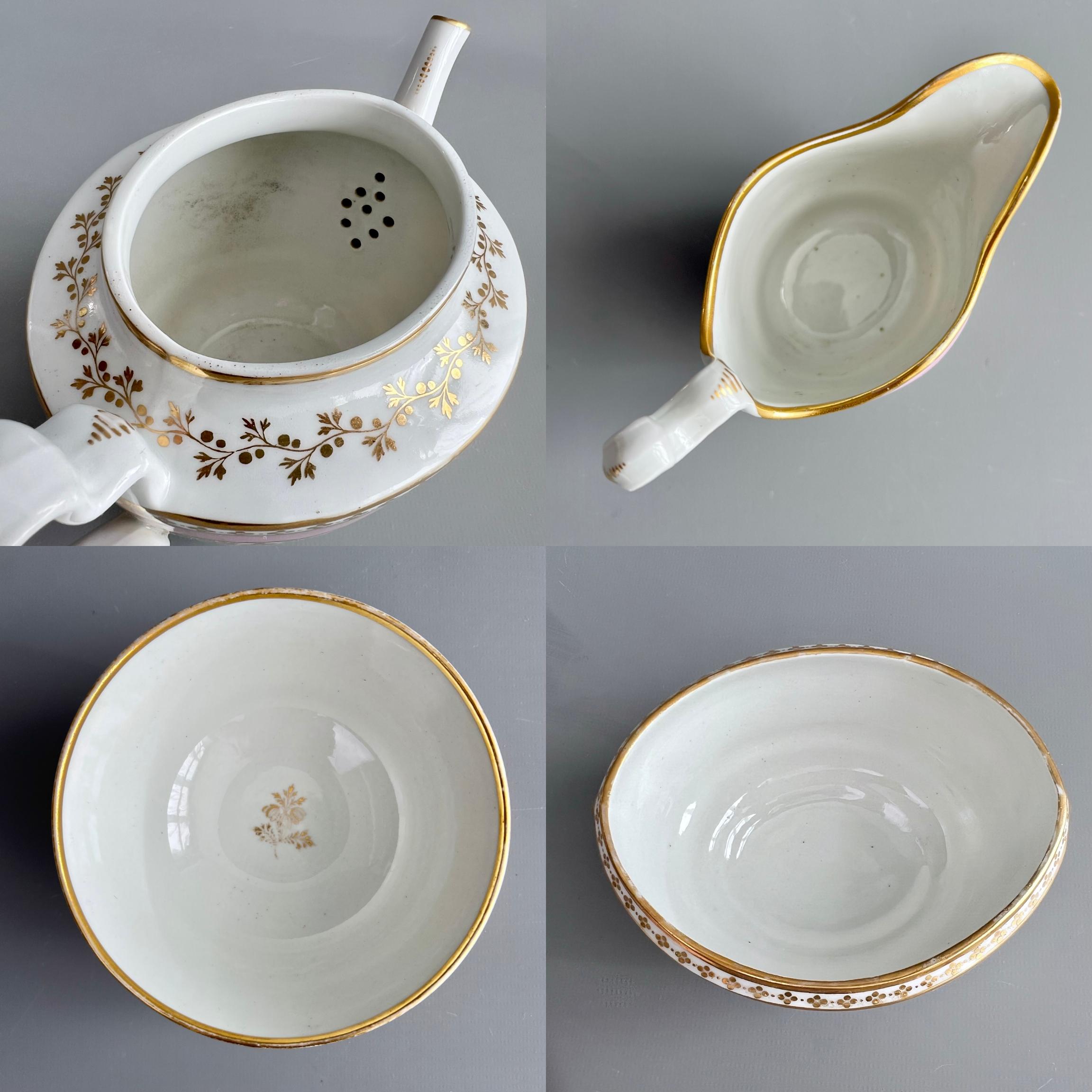 Vuelo y Barr Juego de Té Cabaret Solitario, Rosa y Dorado, Neoclásico ca 1800 en venta 4