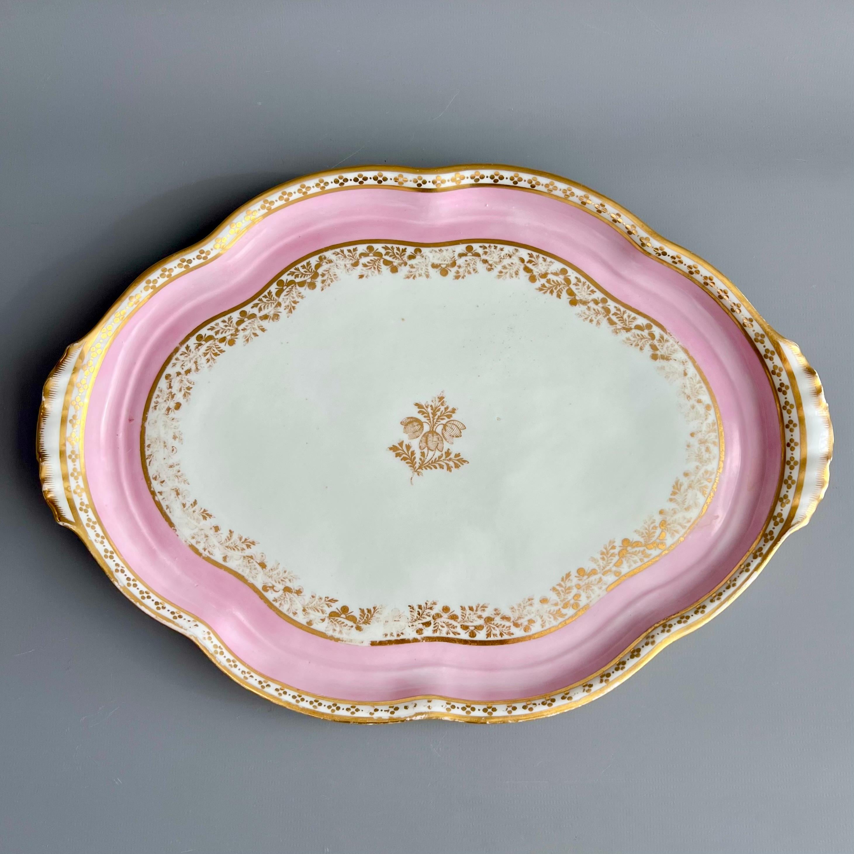 Vuelo y Barr Juego de Té Cabaret Solitario, Rosa y Dorado, Neoclásico ca 1800 Regencia en venta