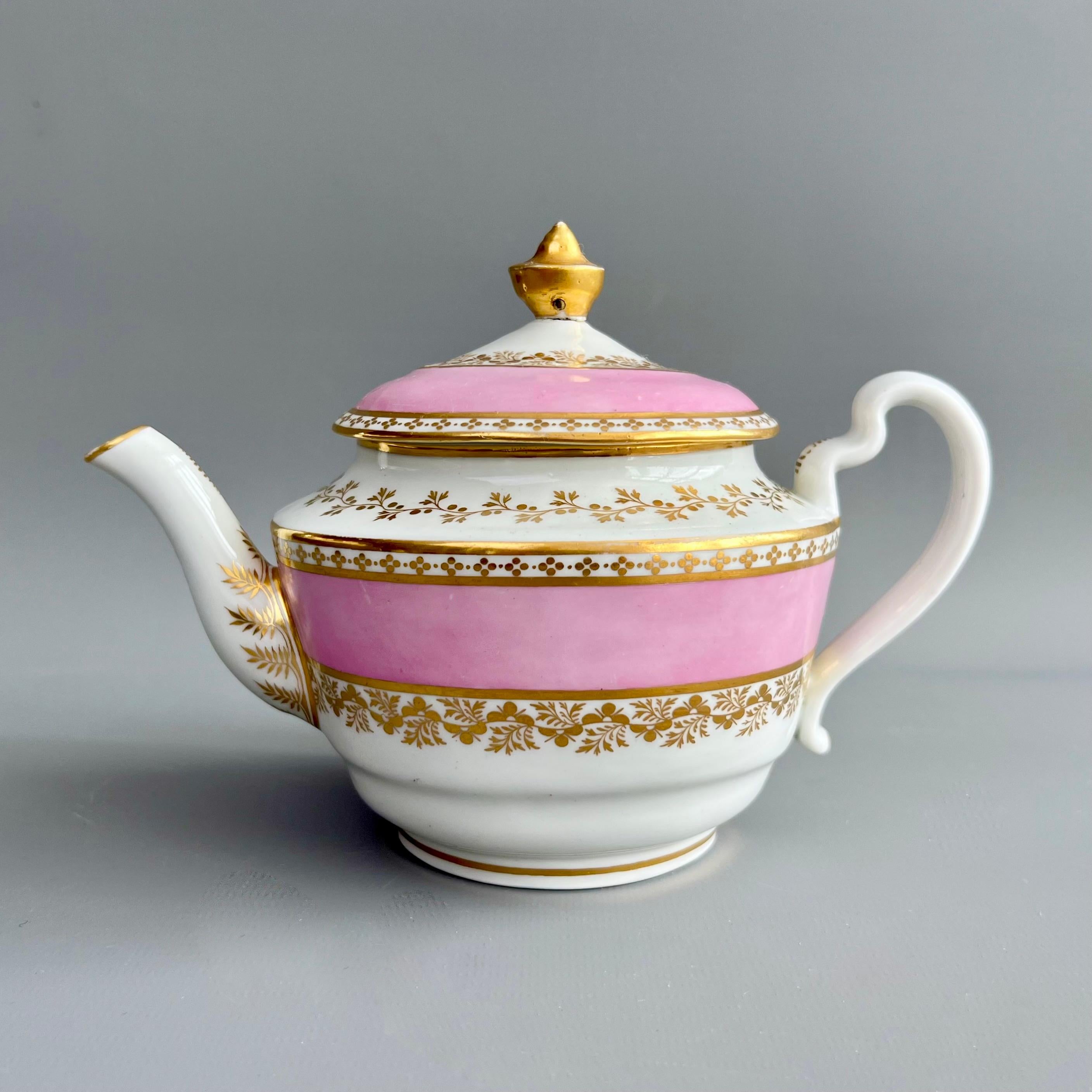 Vuelo y Barr Juego de Té Cabaret Solitario, Rosa y Dorado, Neoclásico ca 1800 Inglés en venta