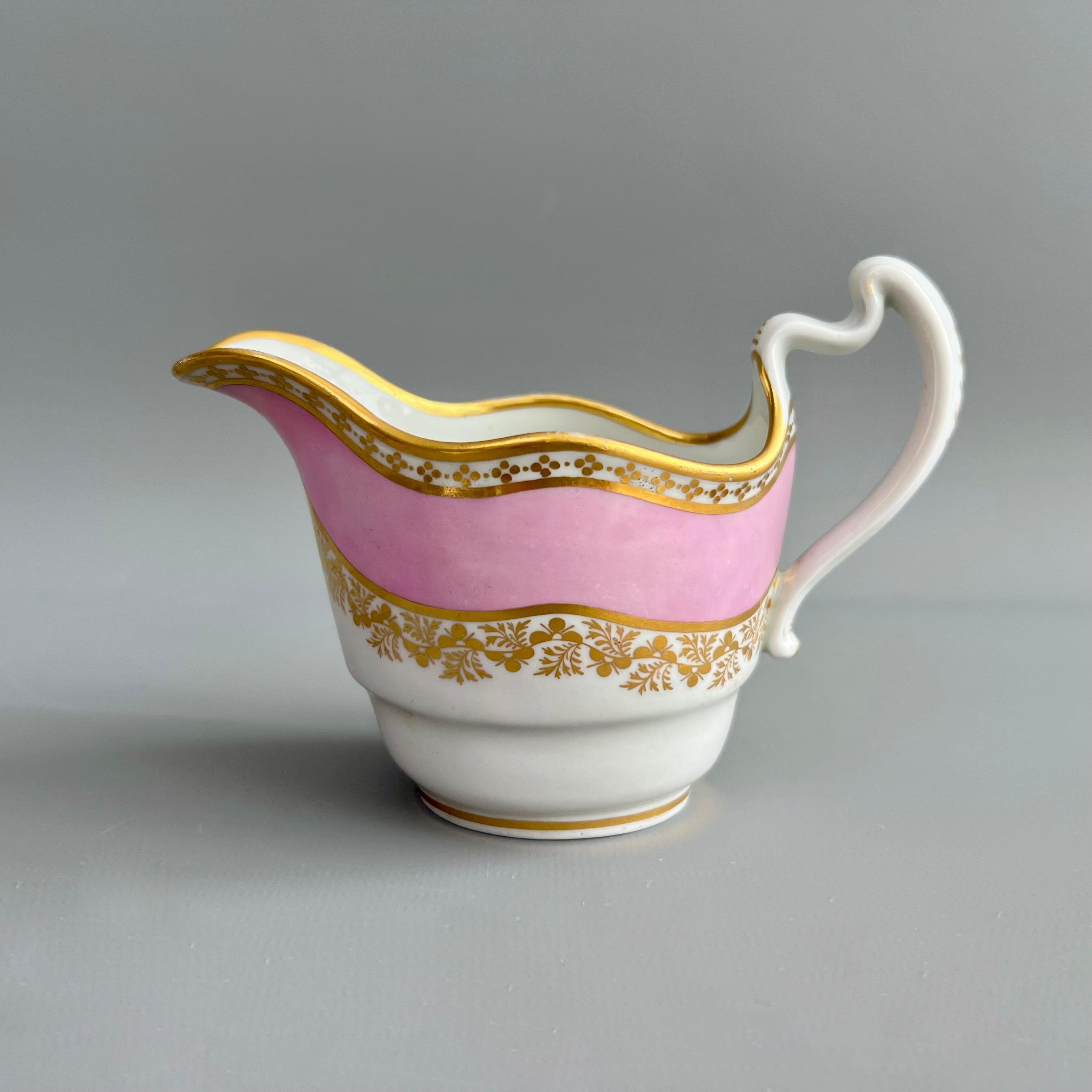 Vuelo y Barr Juego de Té Cabaret Solitario, Rosa y Dorado, Neoclásico ca 1800 Pintado a mano en venta