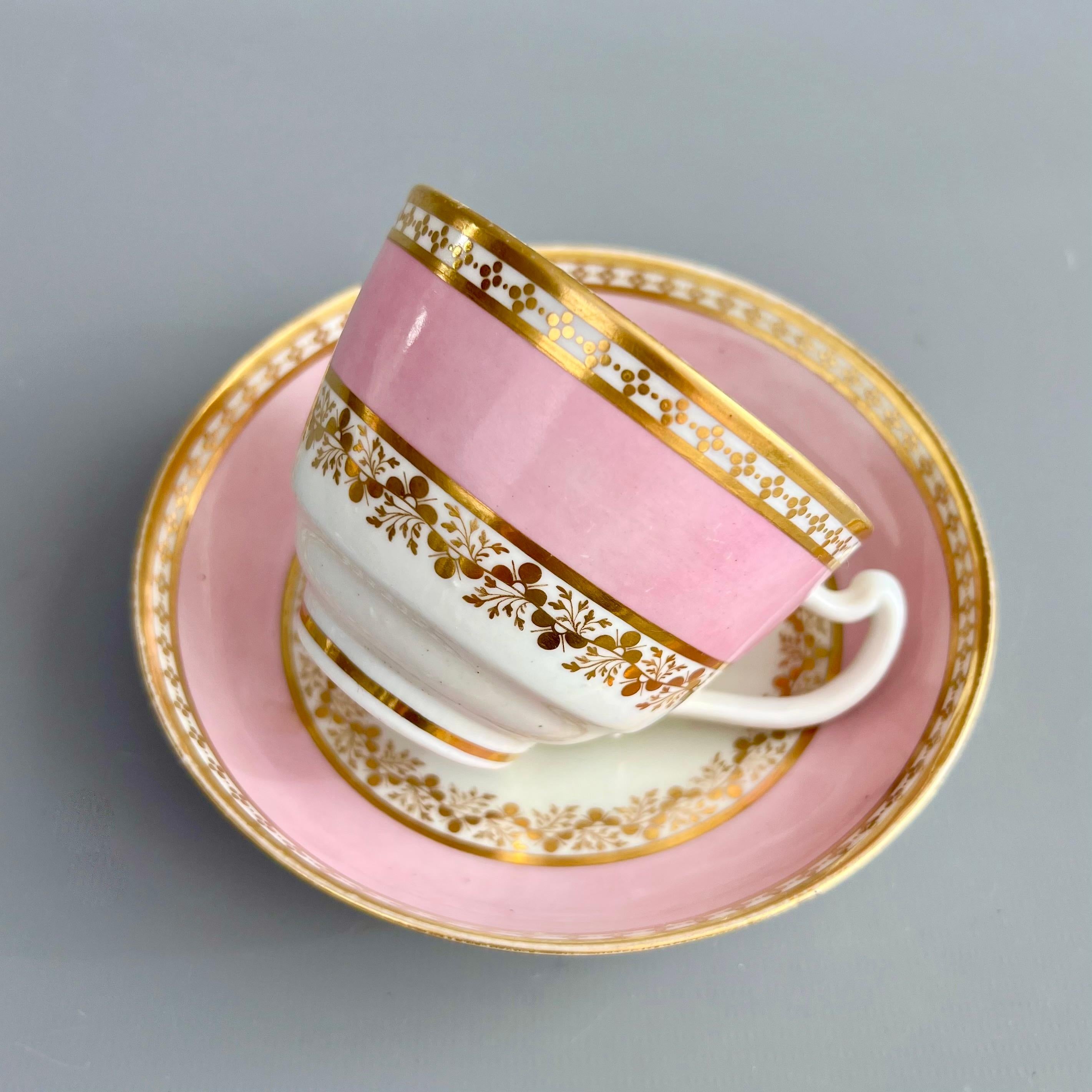 Vuelo y Barr Juego de Té Cabaret Solitario, Rosa y Dorado, Neoclásico ca 1800 principios del siglo XIX en venta