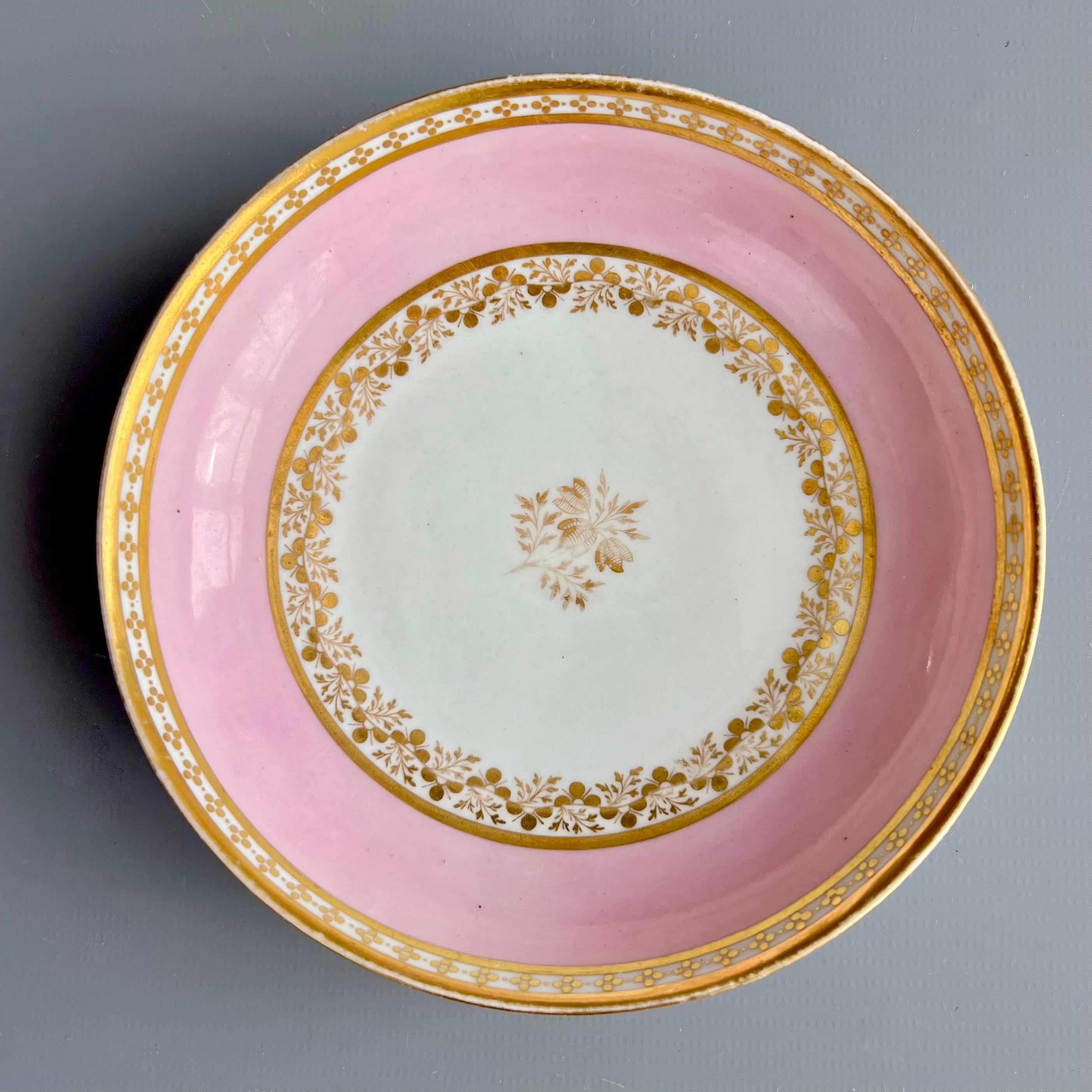 Vuelo y Barr Juego de Té Cabaret Solitario, Rosa y Dorado, Neoclásico ca 1800 Porcelana en venta