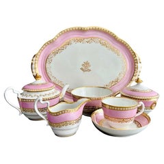 Flight & Barr Solitaire Cabaret Tea Set, Pink and Gilt, Neoclassical ca 1800