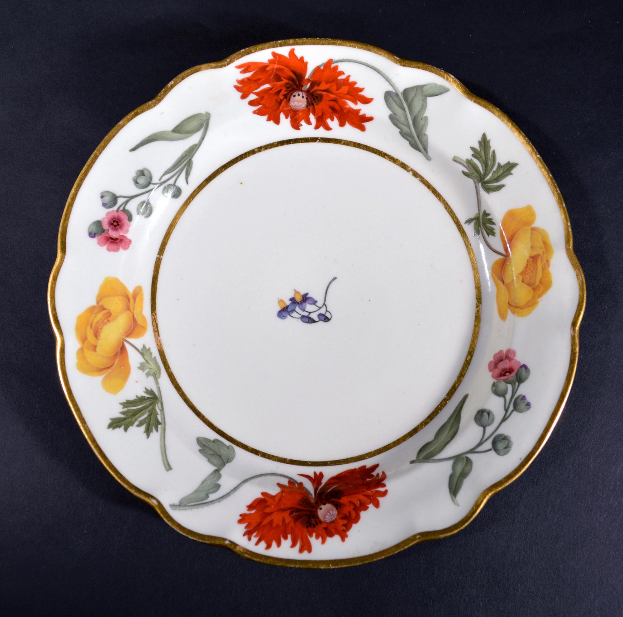 Flight & Barr Worcester Botanical Porcelain Plate For Sale 2