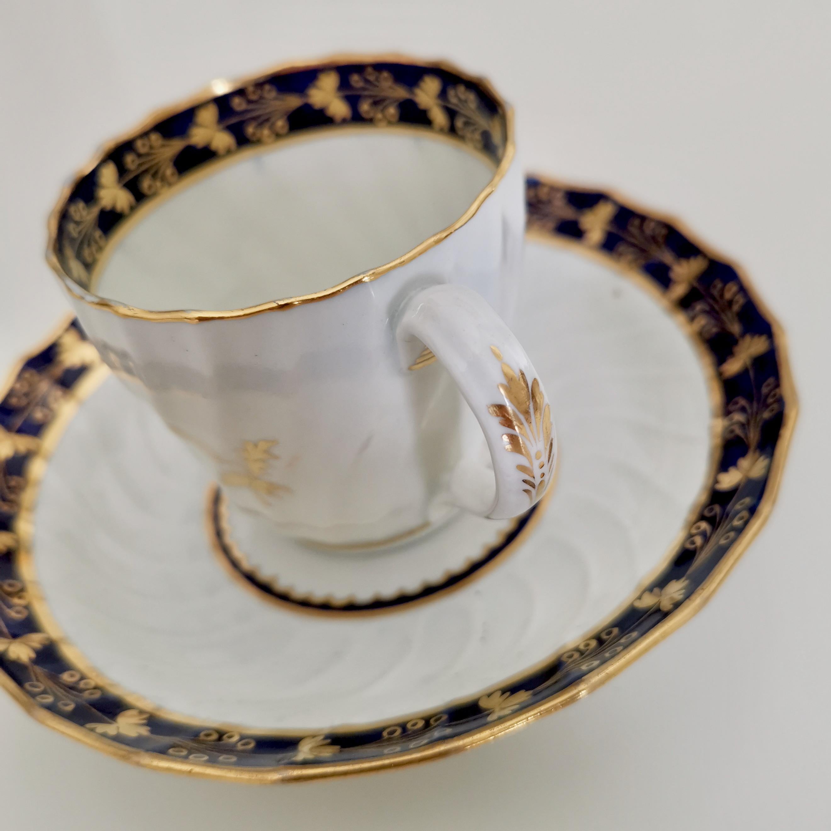 Flight & Barr Worcester Teacup Trio, Cobalt Blue Gilt Thistle Pattern, ca 1792 6