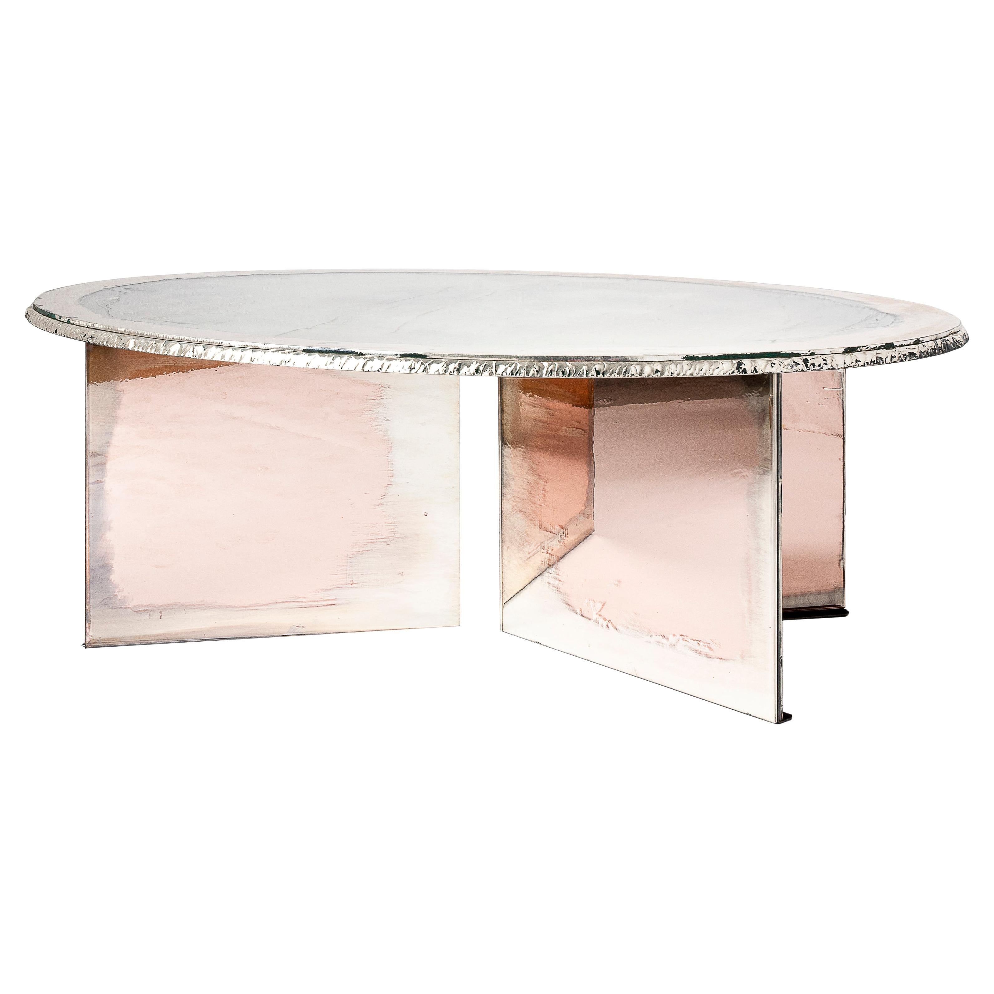 Flight Contemporary coffee cocktail Table, 120x90cm, art Silvered glass  For Sale