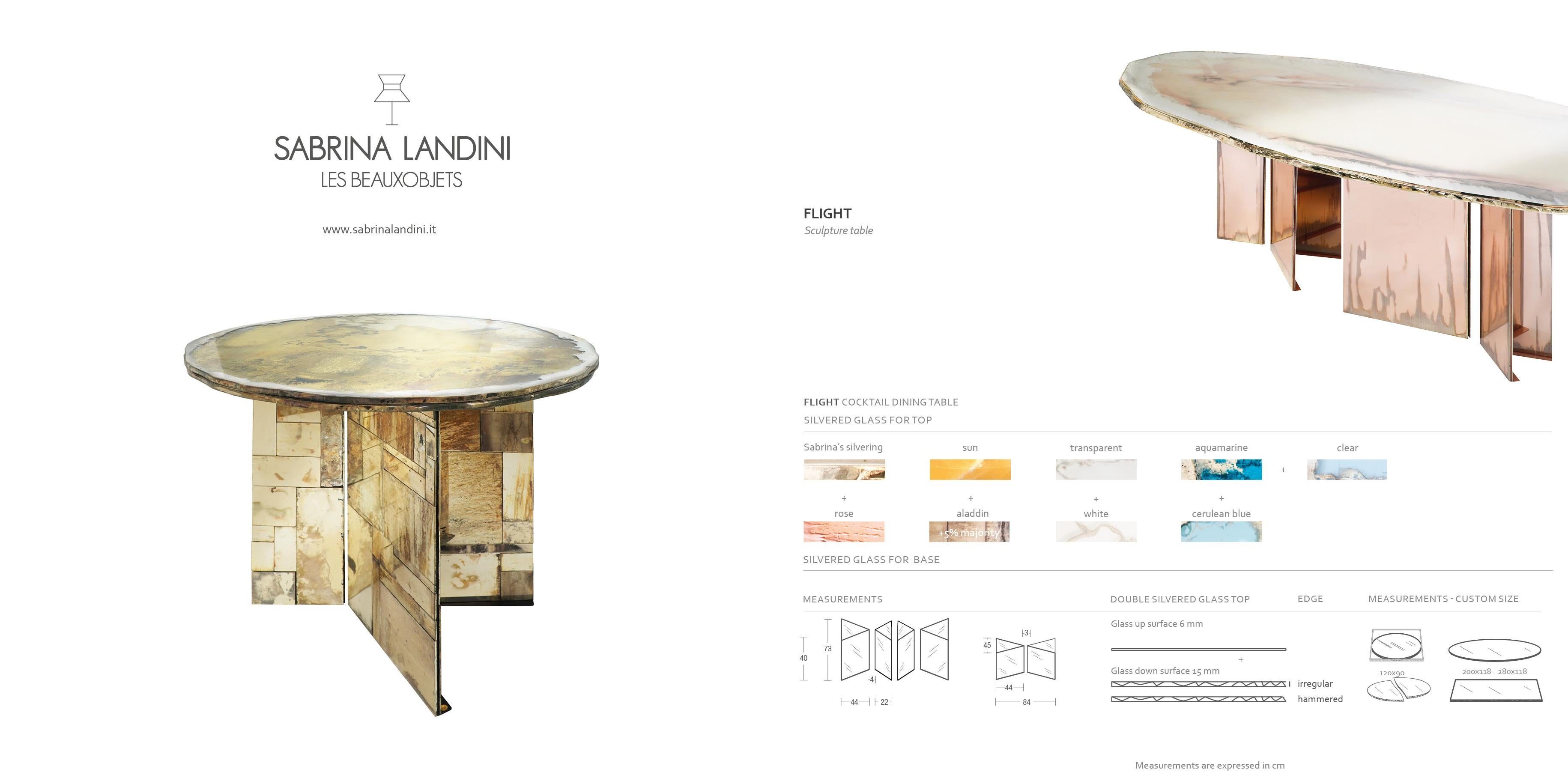 Mesa auxiliar de cóctel DEMI LUNE contemporánea, arte Cristal plateado en venta 7