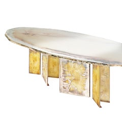 Flight Dining Table by Sabrina Landini, Art Silver Glass Rose, Handmade Italy