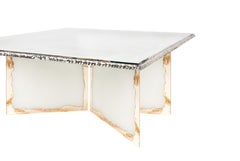 Flight Coffee Table by Sabrina Landini, Art Silver Glass White, Handmade Italy