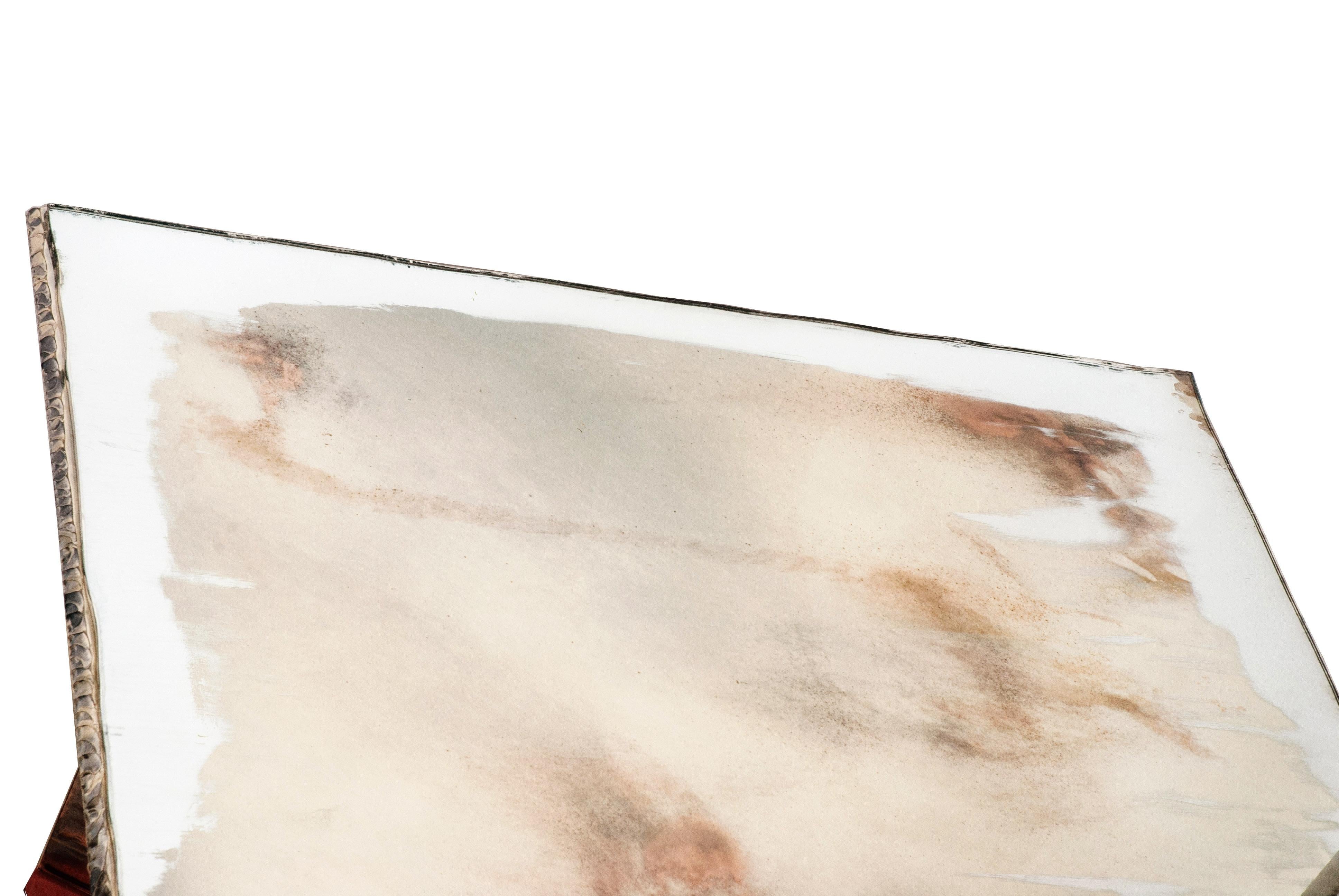 Argenté Table basse contemporaine Flight, 100 x 100 cm, verre argenté en vente