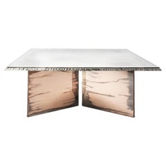 Flight Contemporary Low-Coffee Table, 100x100cm Silvered Double Surface