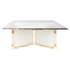  Flight Contemporary coffee cocktail Table, 100x100cm, art Silvered glass 